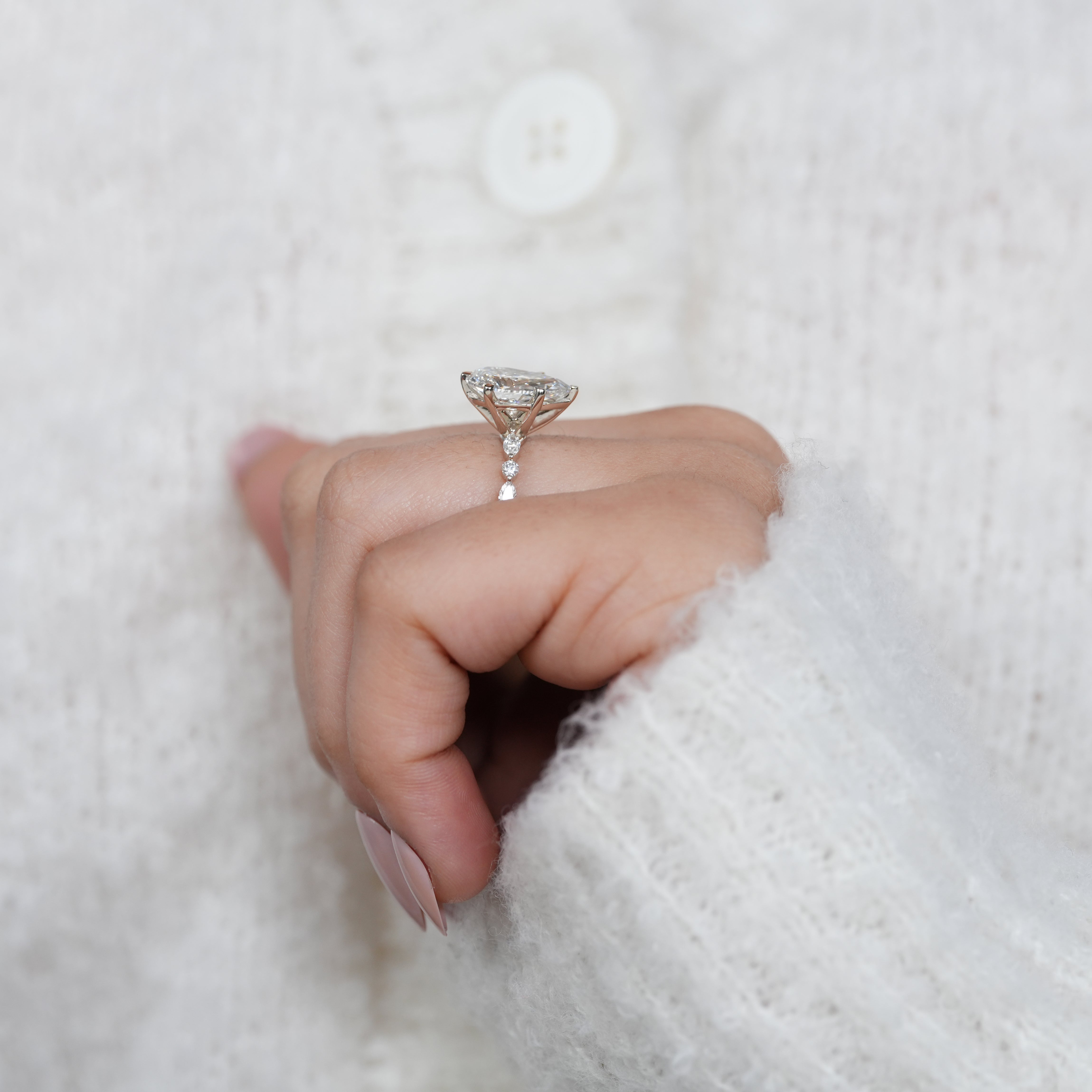 Lab grown diamond pear solitaire ring elegant birthday gift for daughter