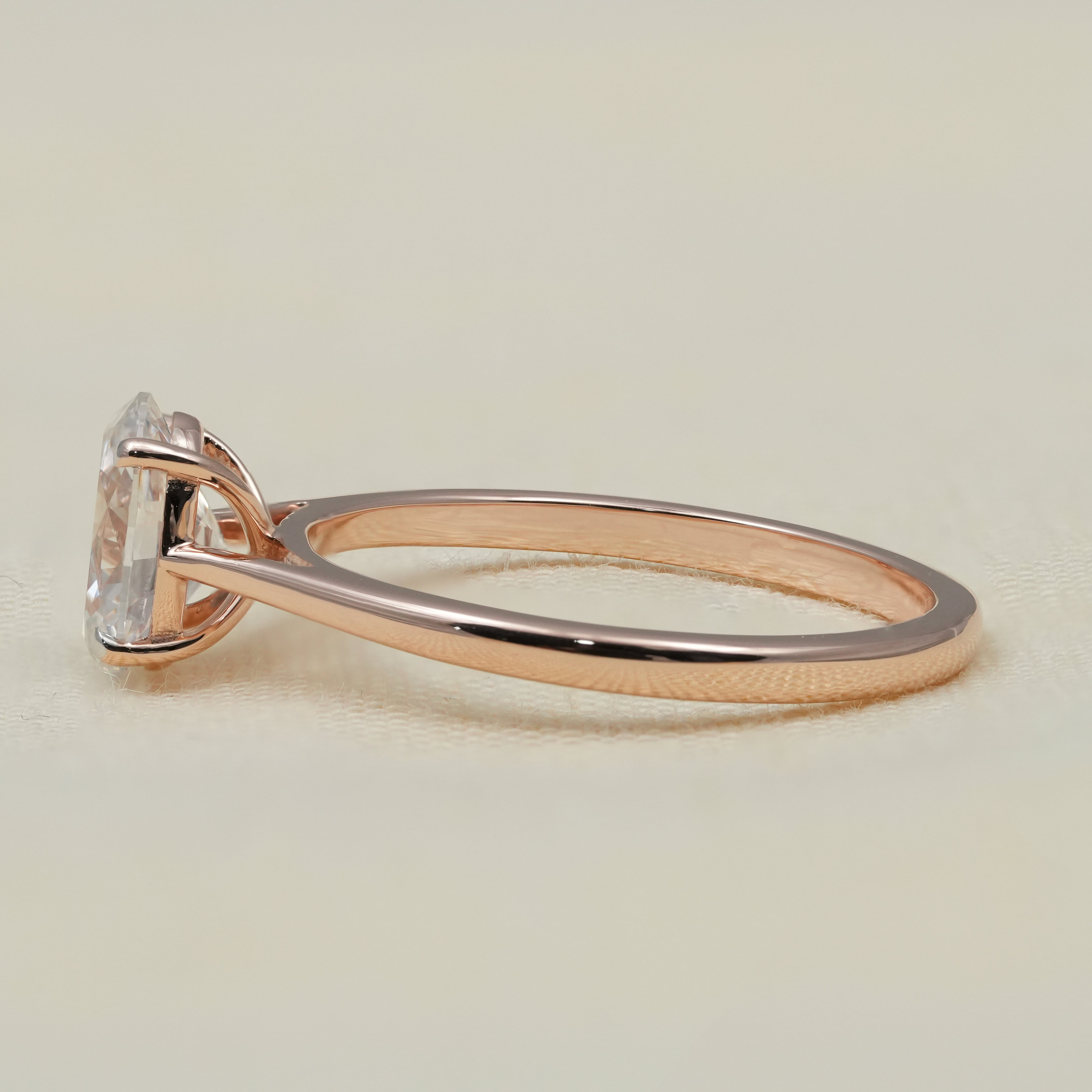 Romantic oval cut solitaire ring set with lab grown diamond