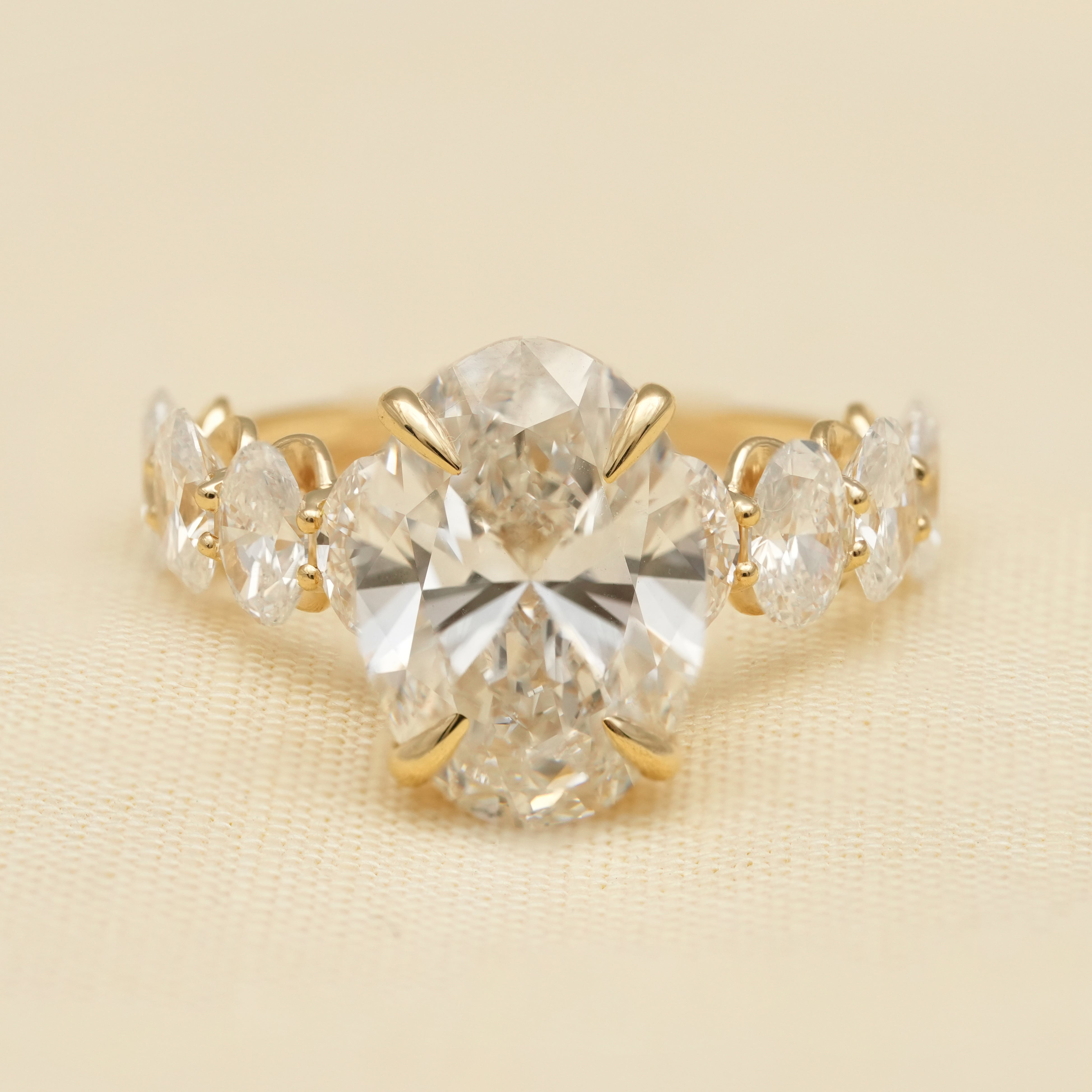 Oval Lab Diamond Engagement Ring with Matching Wedding Band