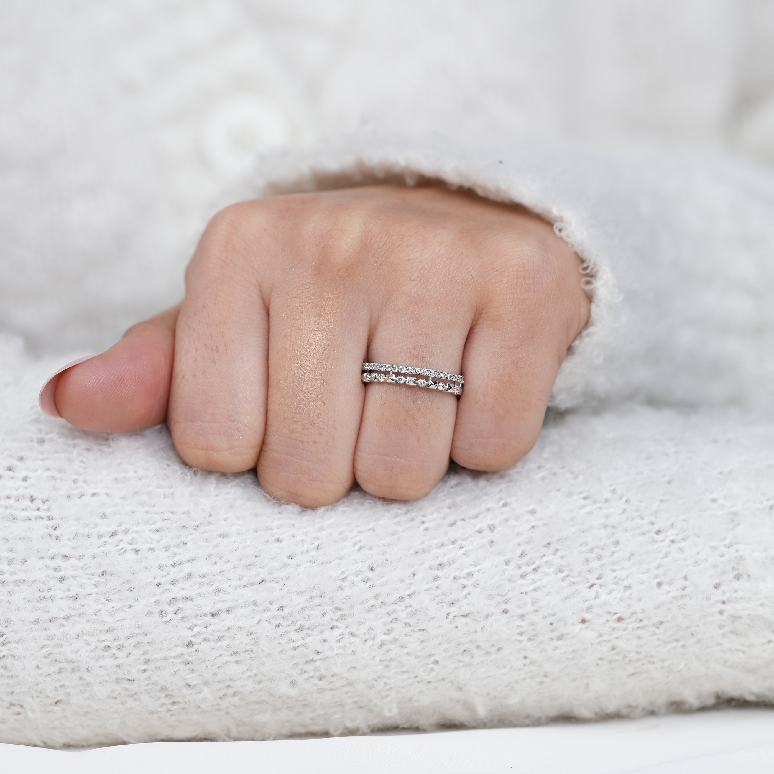 Minimalist white gold diamond band for everyday elegance