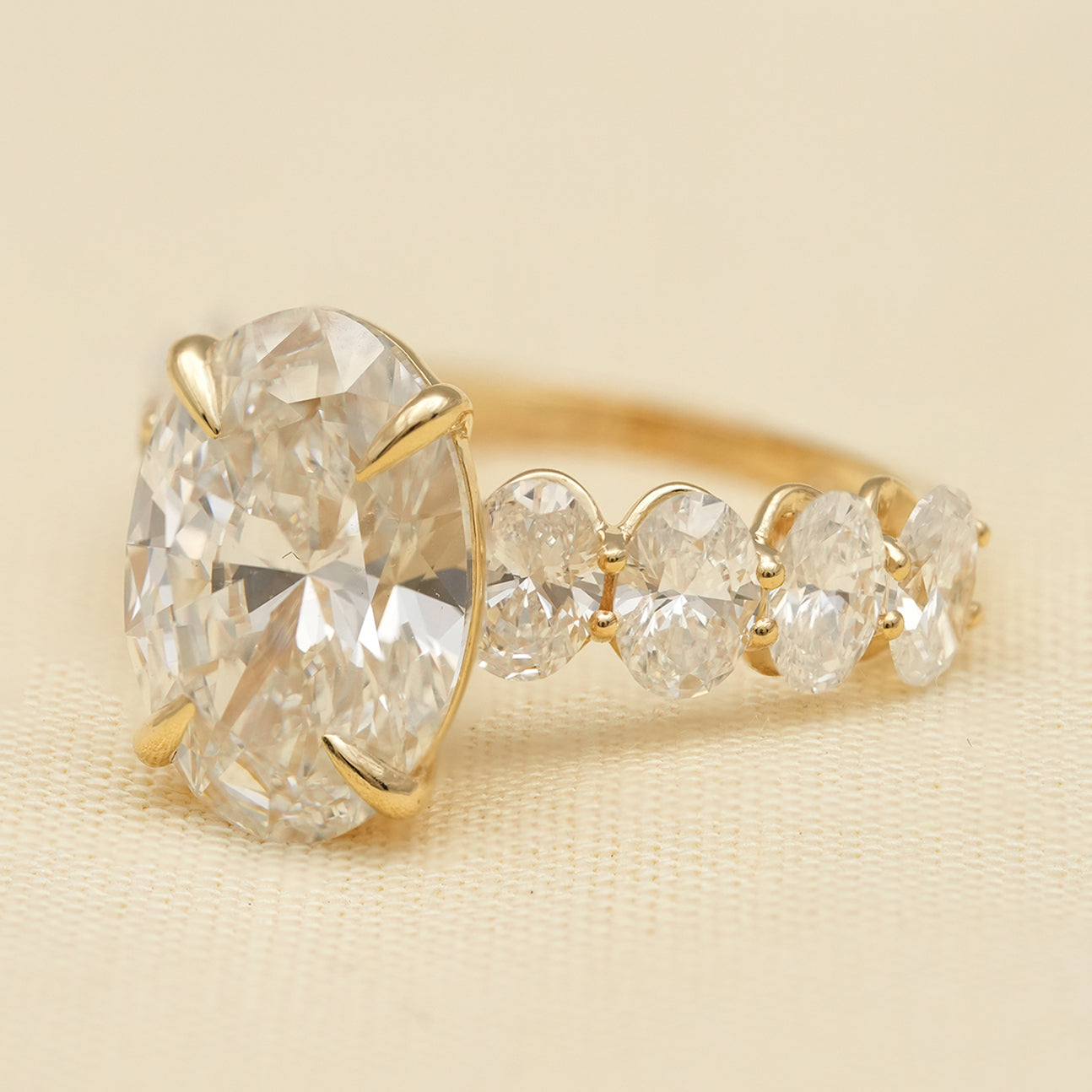Oval Lab Diamond Engagement Ring with Matching Wedding Band