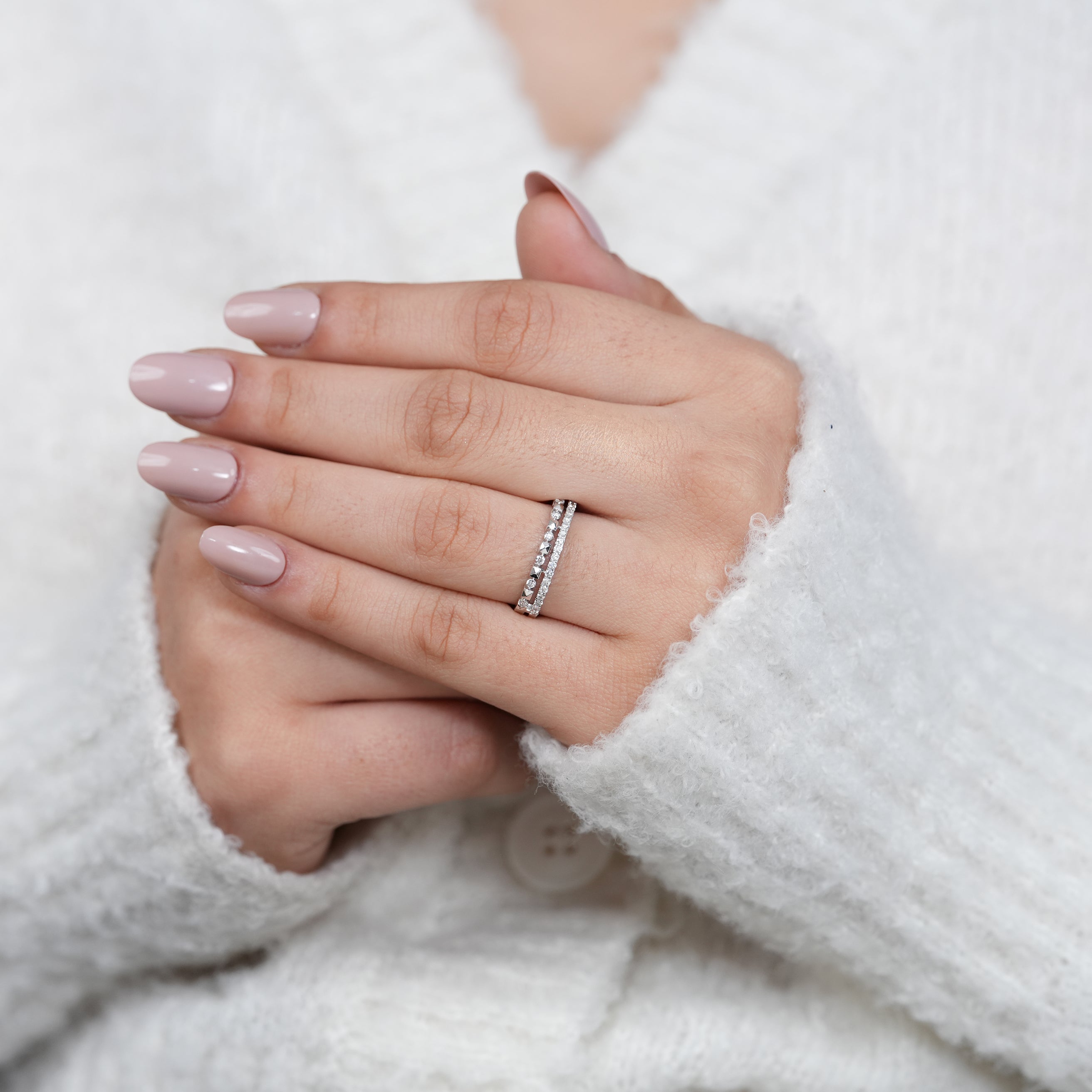 Multi Row Lab Grown Diamond Eternity Wedding Band