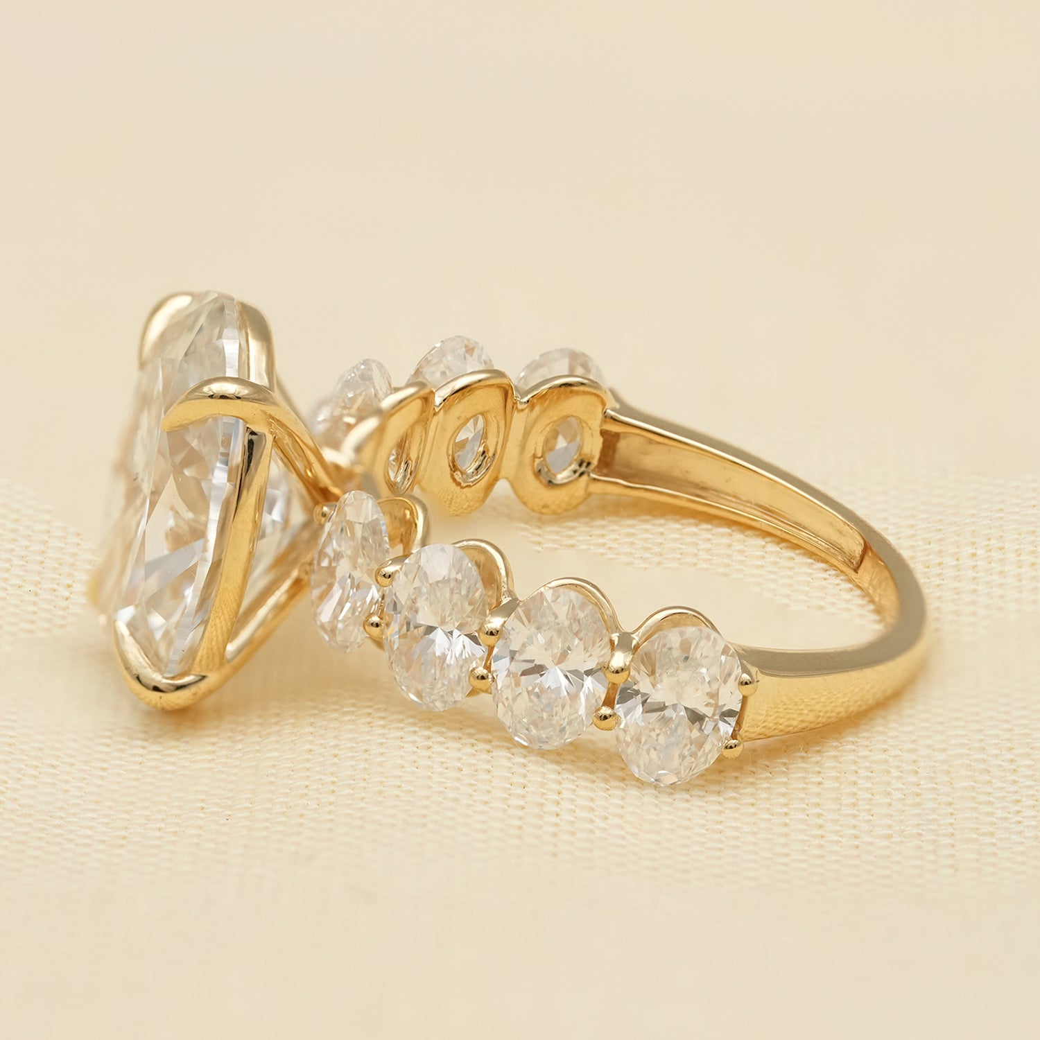 Oval Lab Diamond Engagement Ring with Matching Wedding Band