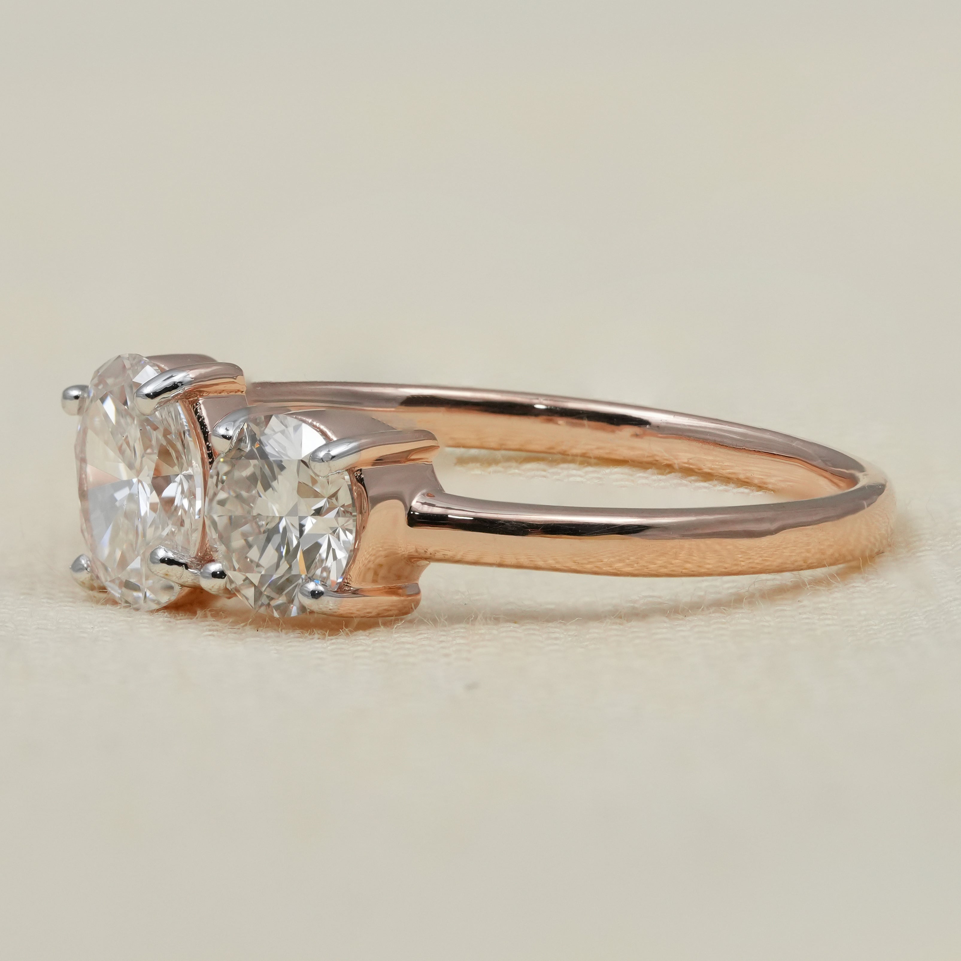Romantic toi et moi ring crafted with oval round lab grown diamonds