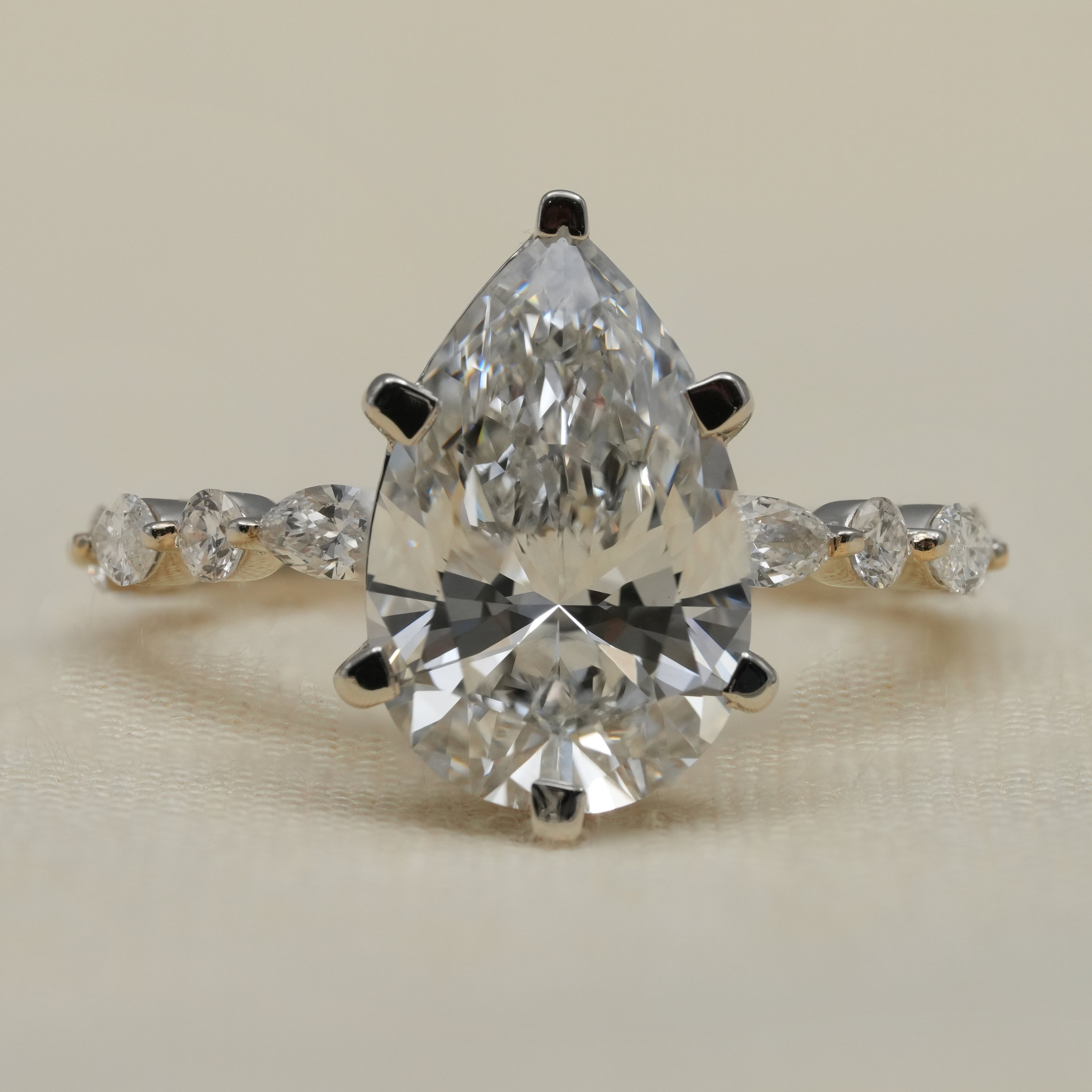 Pear lab grown diamond solitaire ring elegant anniversary gift for wife
