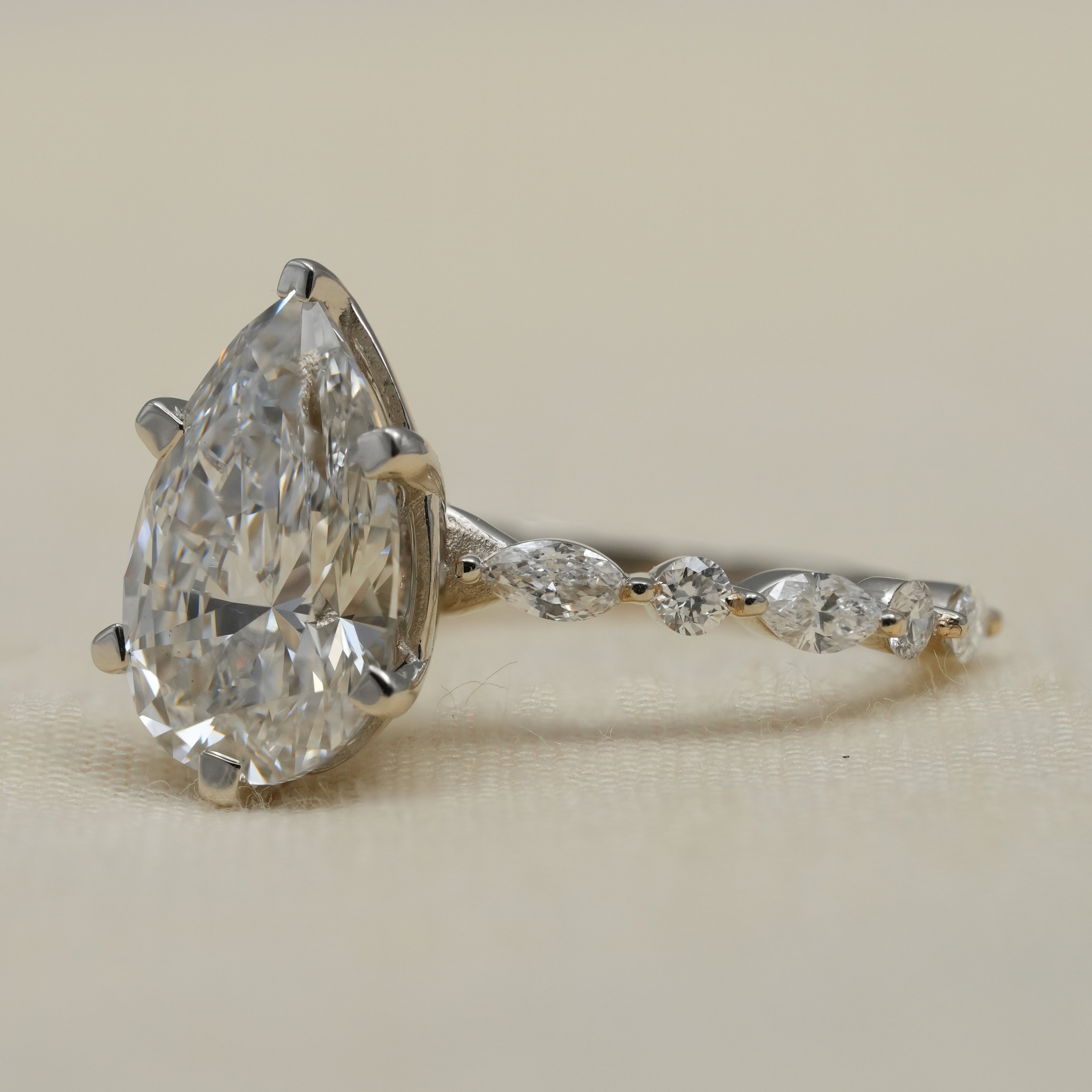 Pear lab grown diamond solitaire ring timeless bridal jewelry design