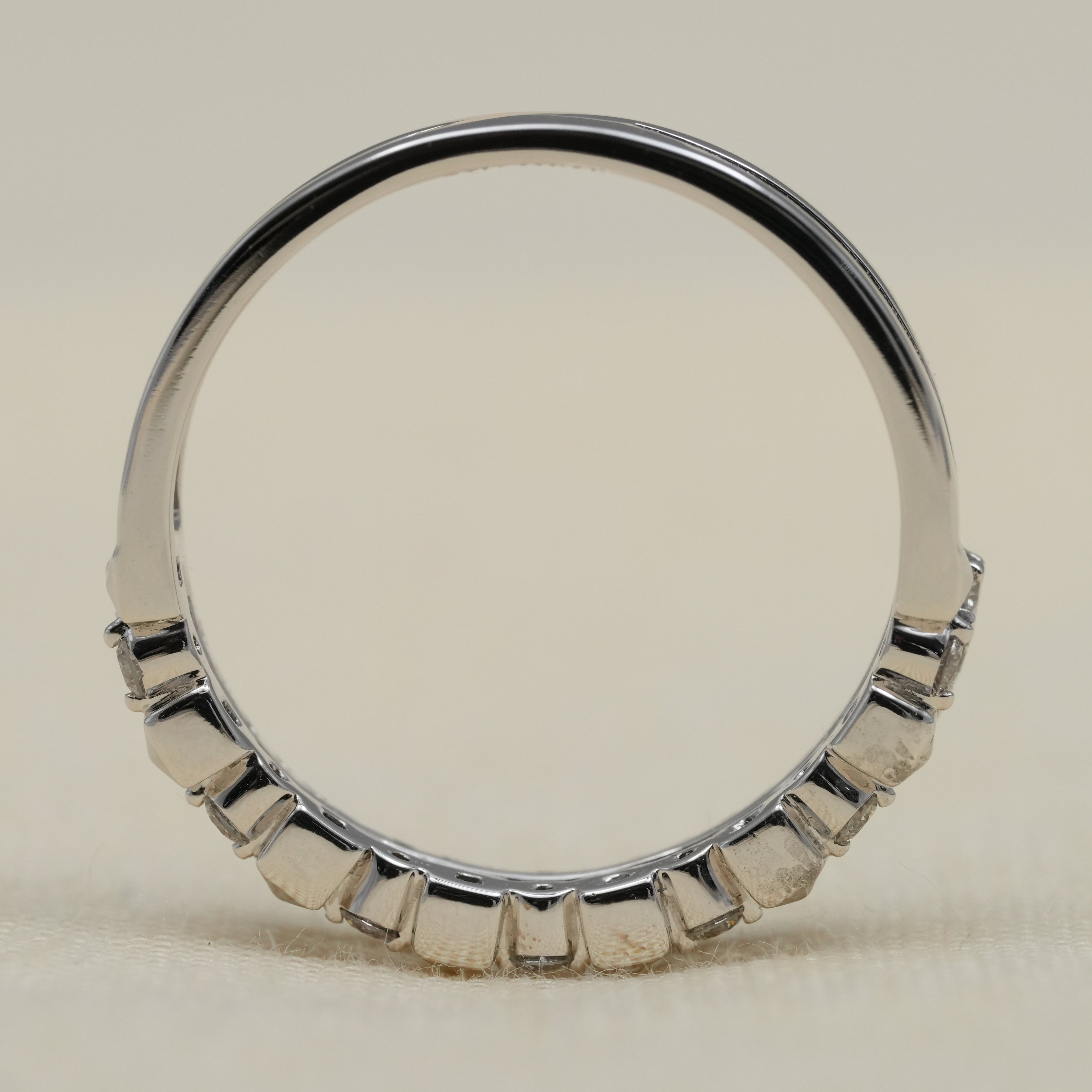 Delicate white gold diamond stacking band with fine pavé