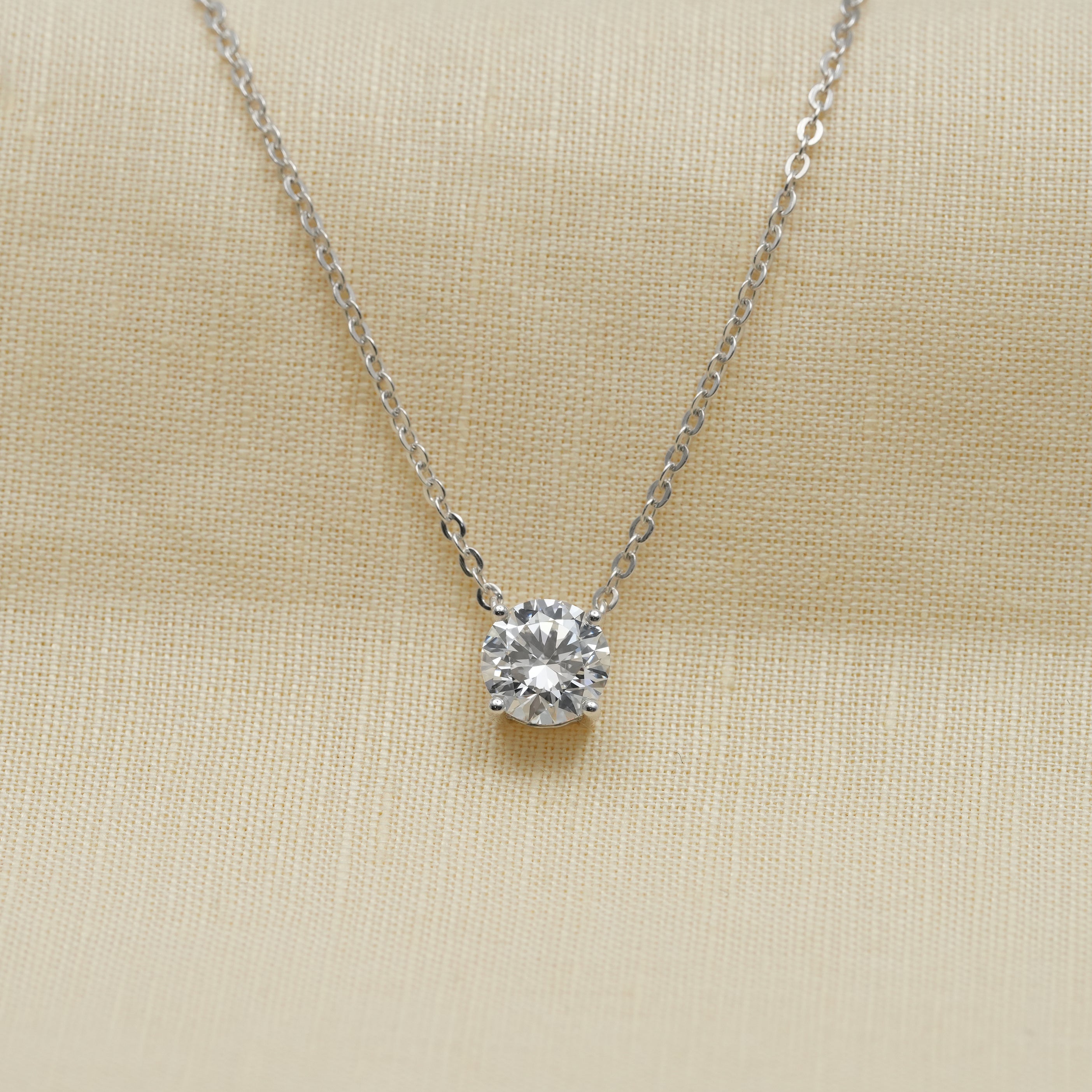 Round solitaire necklace featuring lab grown diamond, timeless everyday jewelry