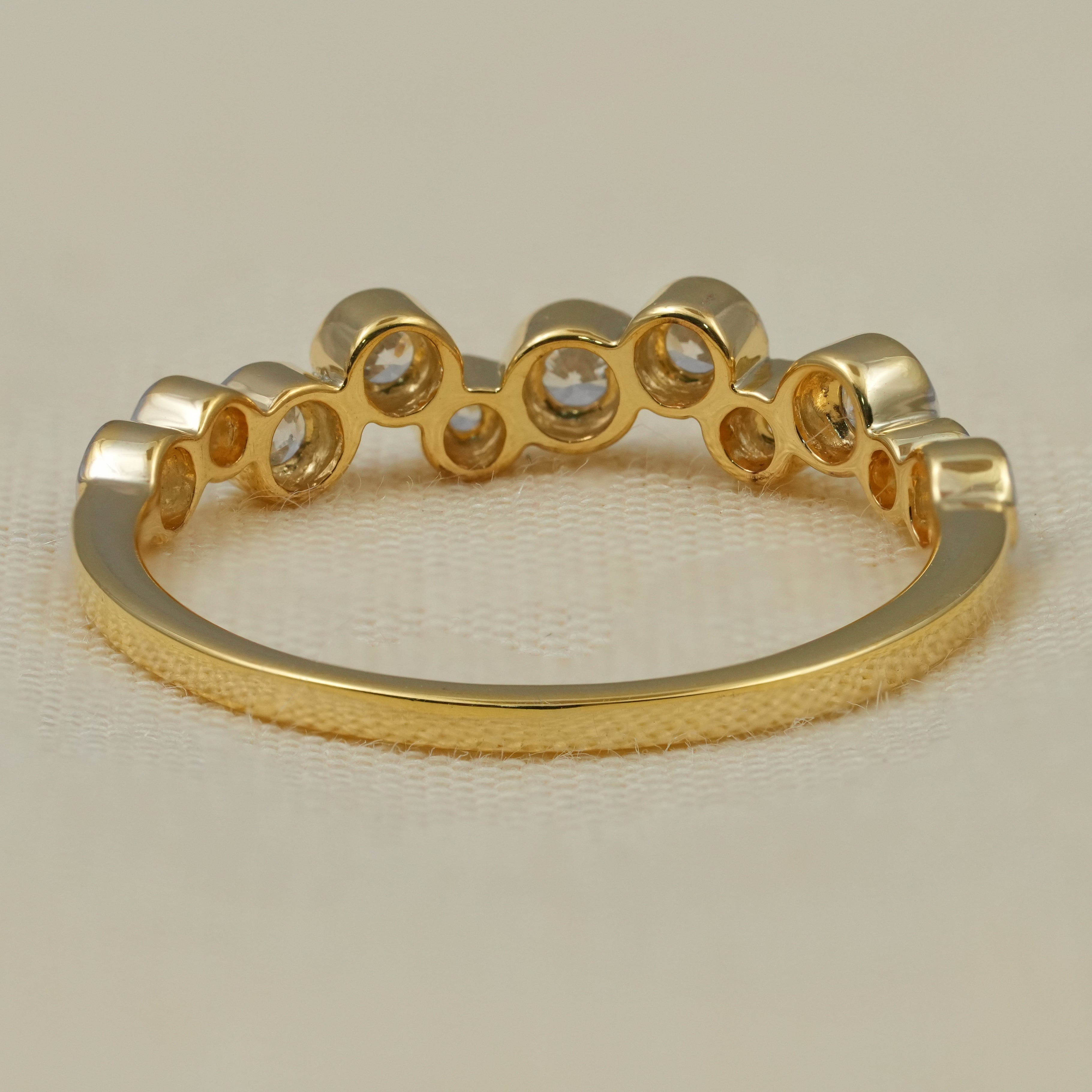 Minimalist bezel cluster lab grown diamond band elegant yellow gold