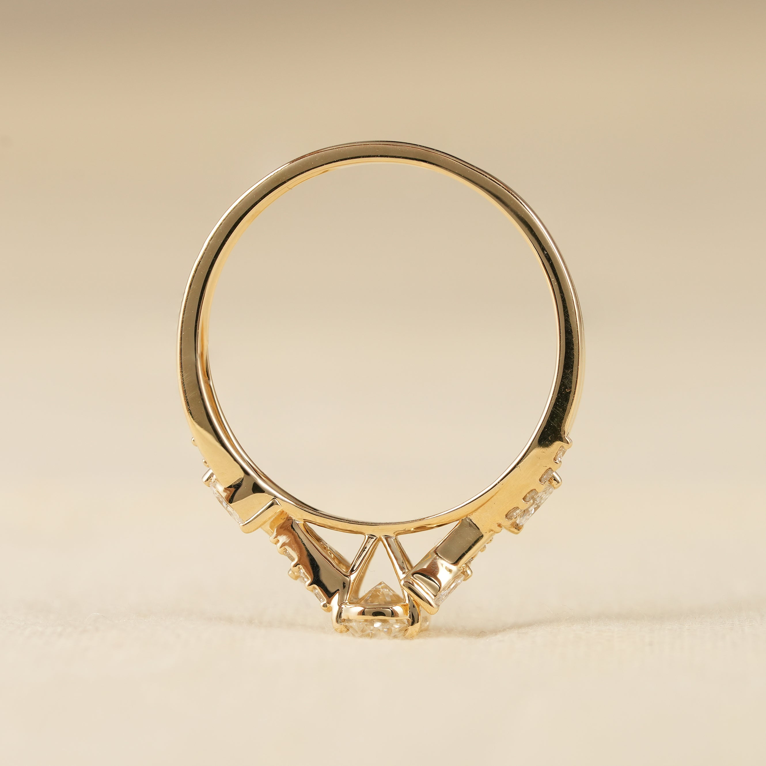 Vintage Style Oval Lab Diamond Ring with Leaf Inspired Details