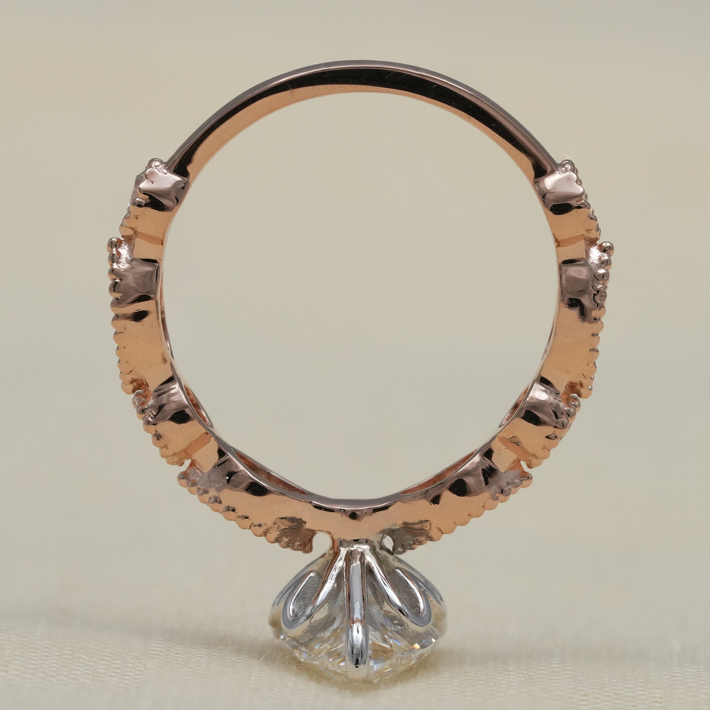 Pear Cut Lab Grown Diamond Milgrain Bridal Ring Set
