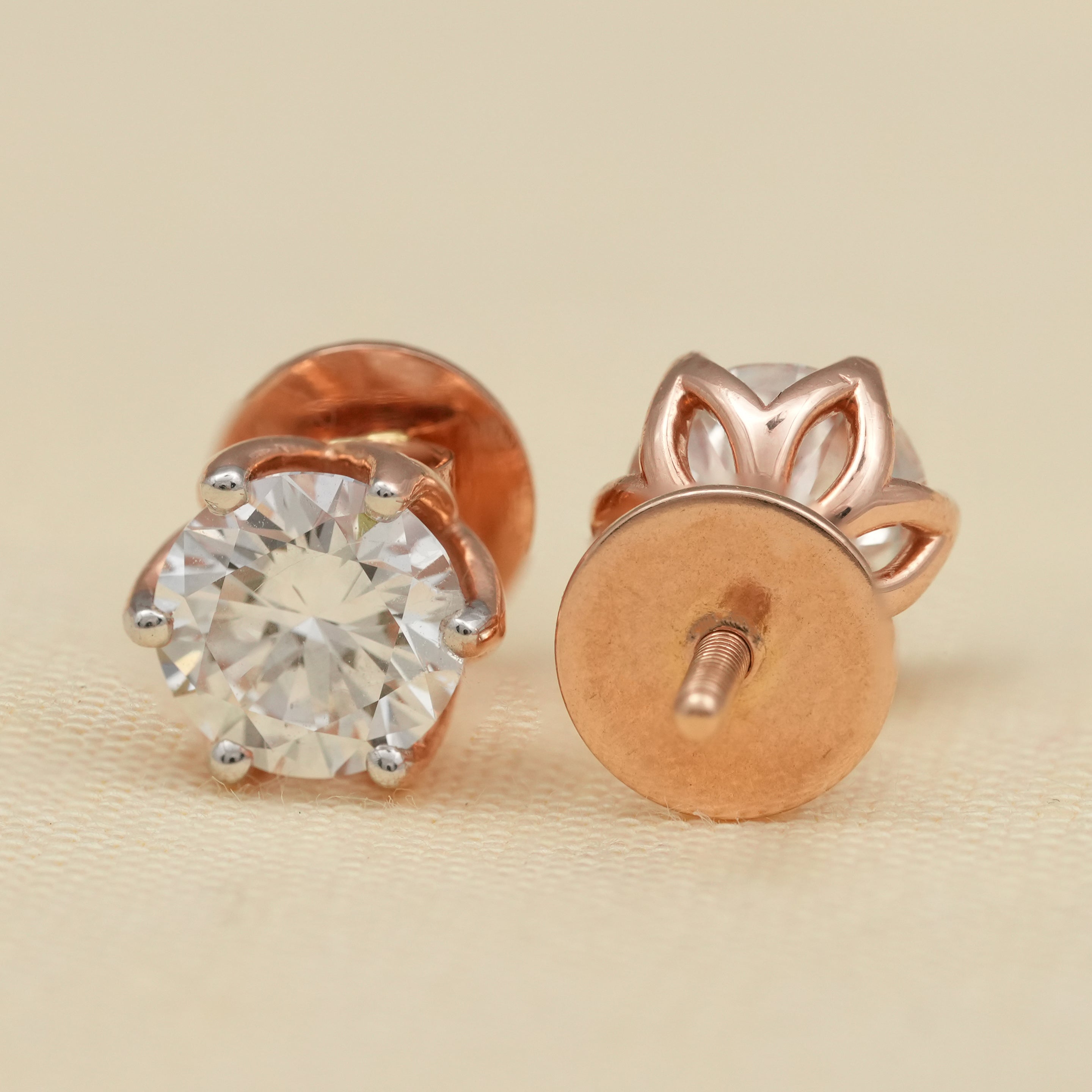 Six Prong Round Cut Lab Diamond Stud Earrings