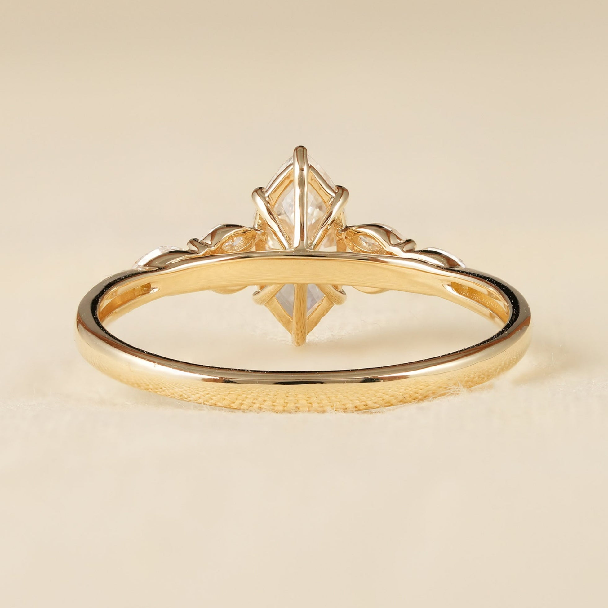 Delicate Marquise Diamond Promise Ring with Cluster Side Accents