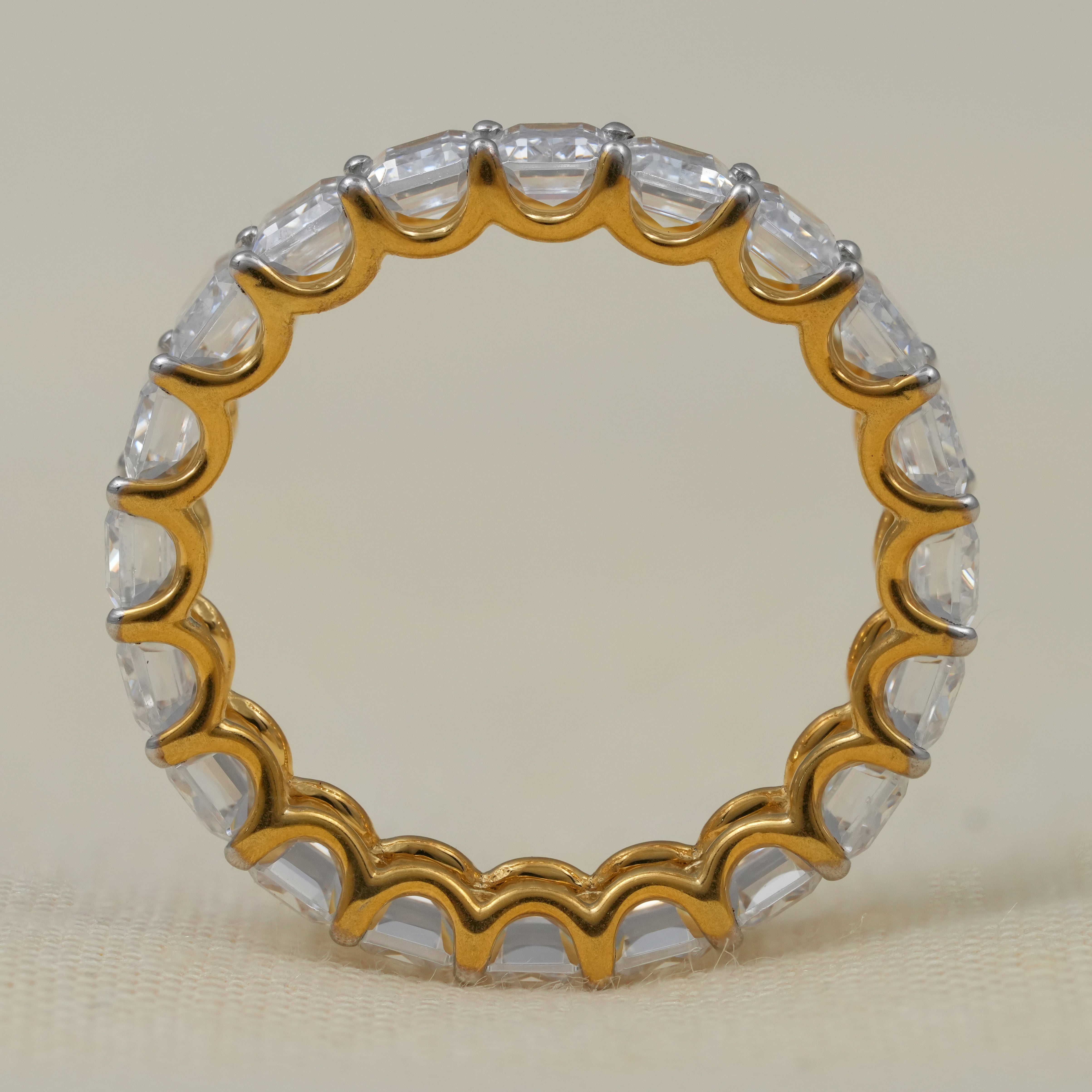 Emerald Cut Lab Grown Diamond Eternity Wedding Band