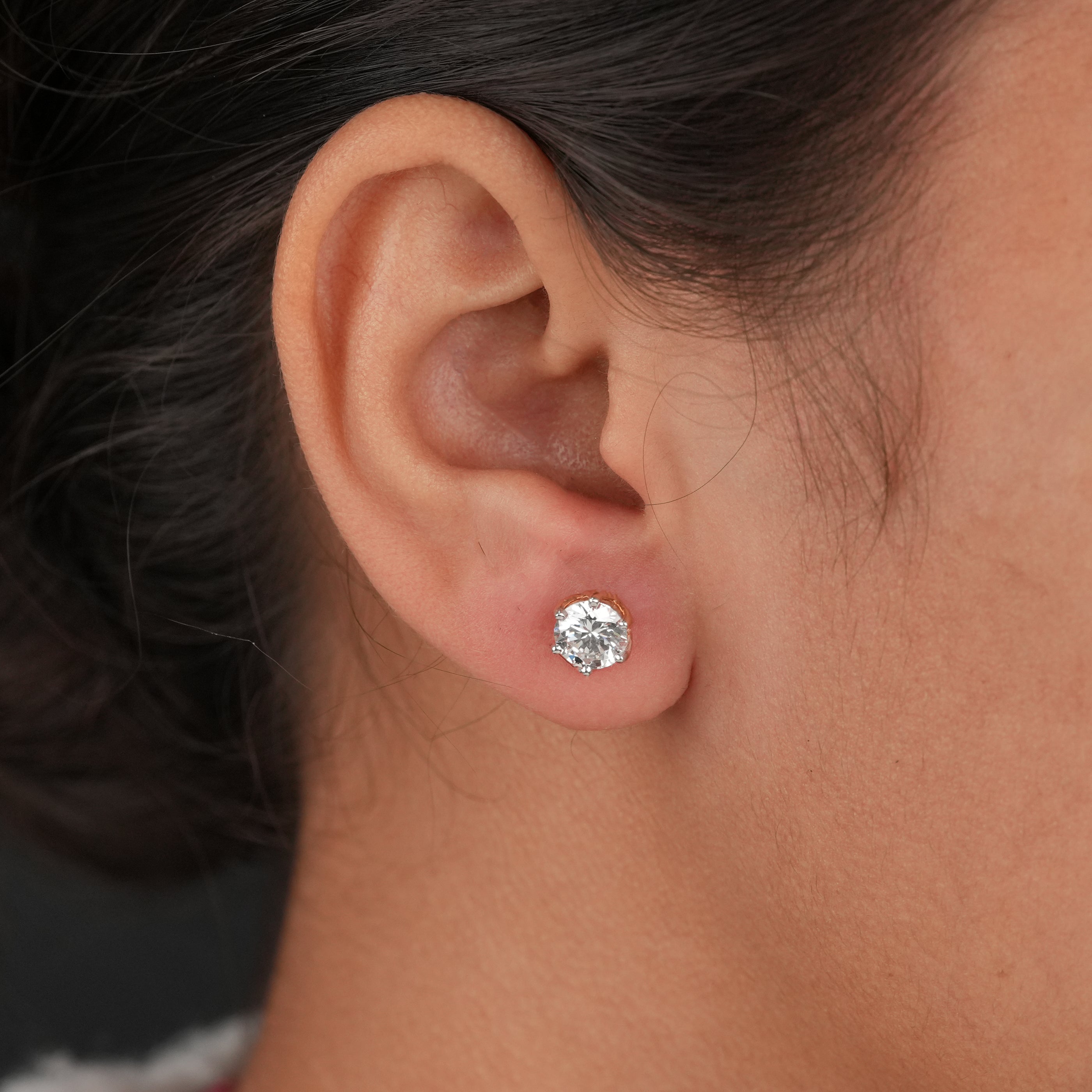 Six Prong Round Cut Lab Diamond Stud Earrings