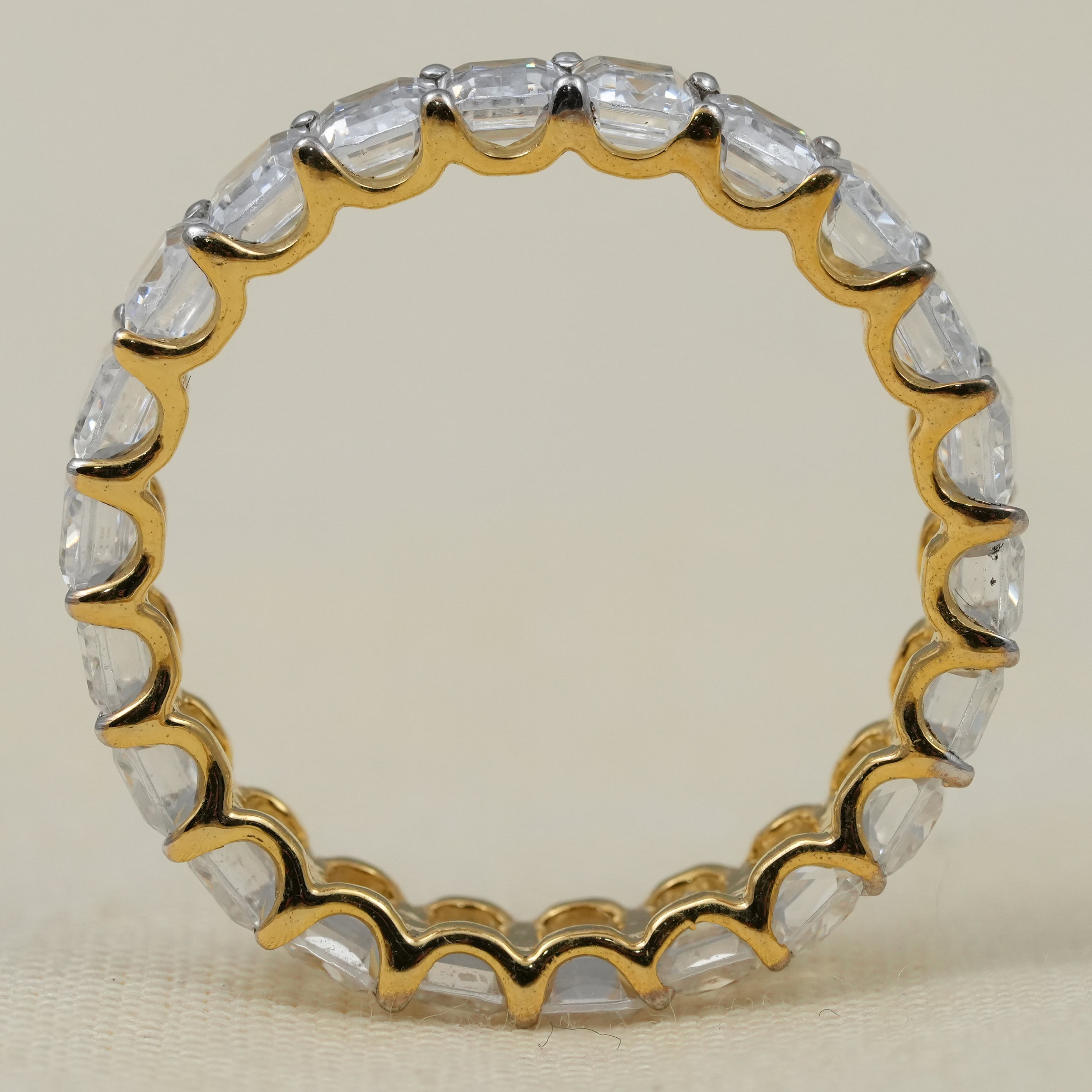 Luxury emerald diamond eternity ring with lab grown stones