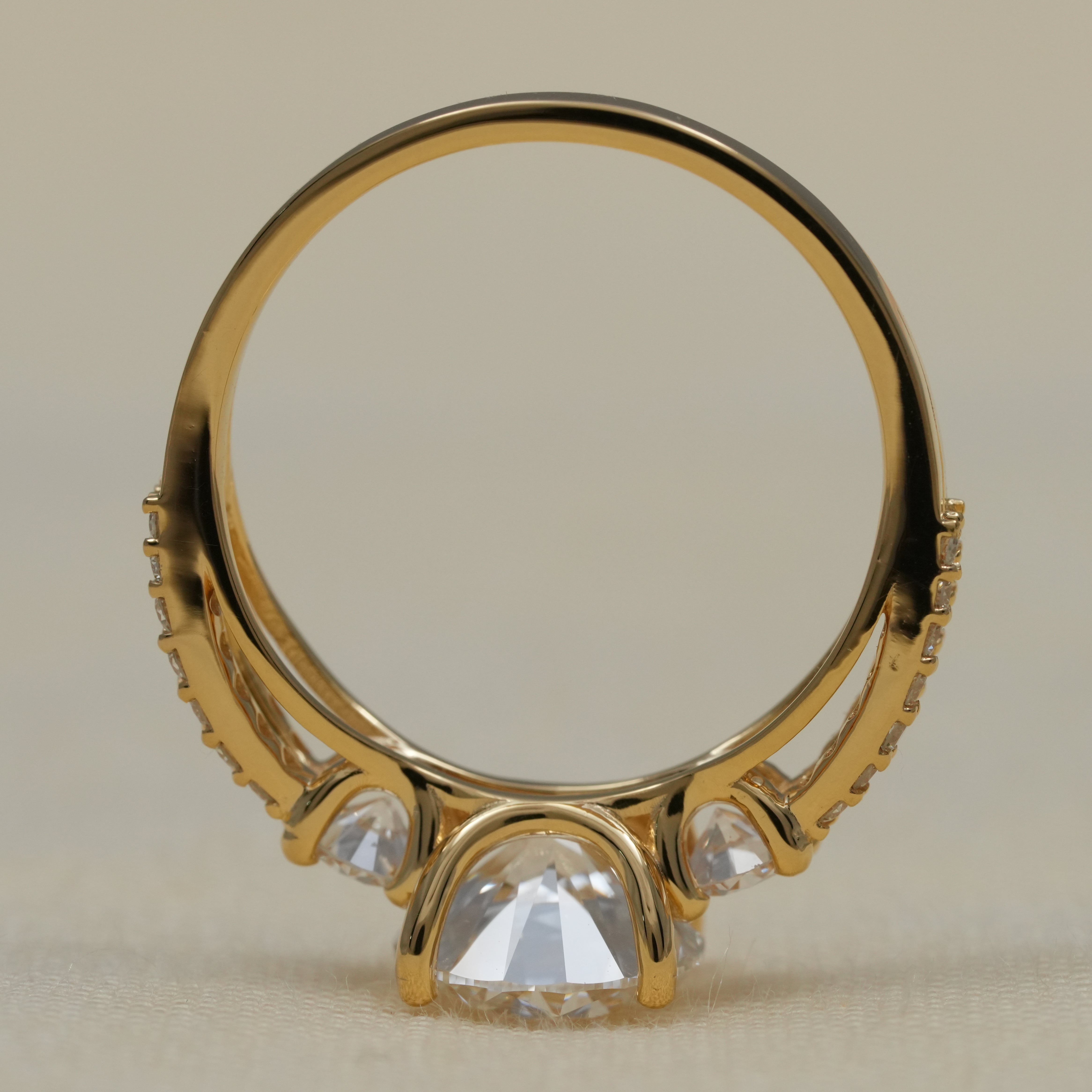 Three Stone Round Diamond Engagement Ring With Split Shank Band