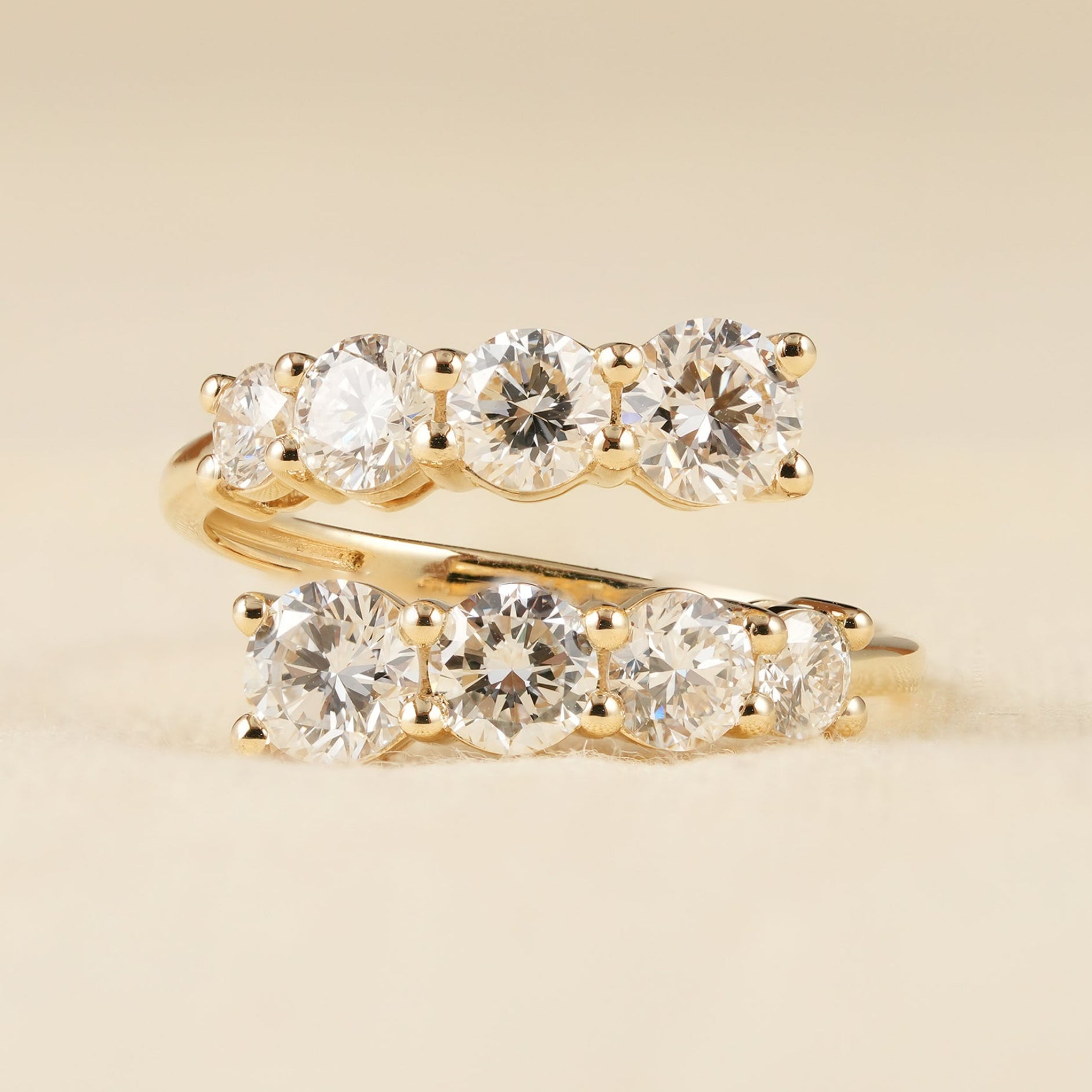 Luxury Open Lab Diamond Wedding Ring in Yellow Gold