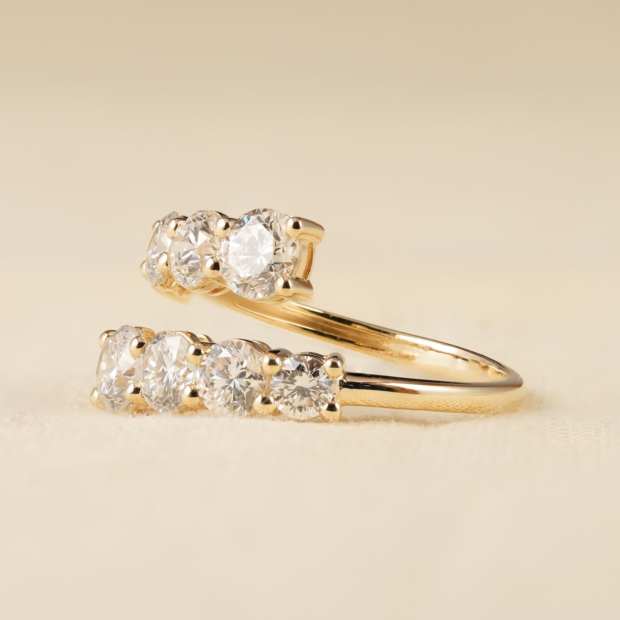Modern Open Band Diamond Ring with Floating Round Diamond Design