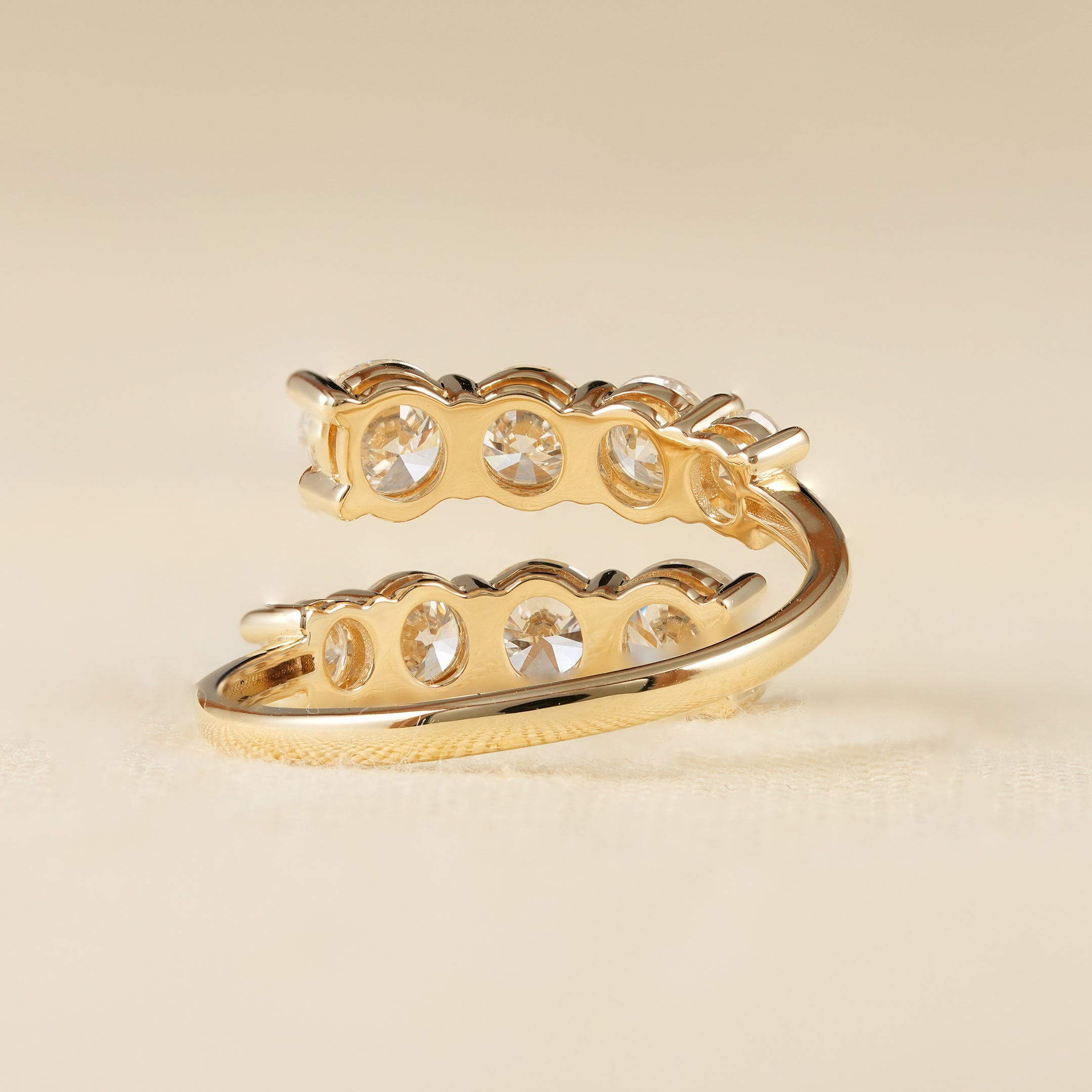 Contemporary Open Wrap Ring with Round Cut Lab Created Diamonds