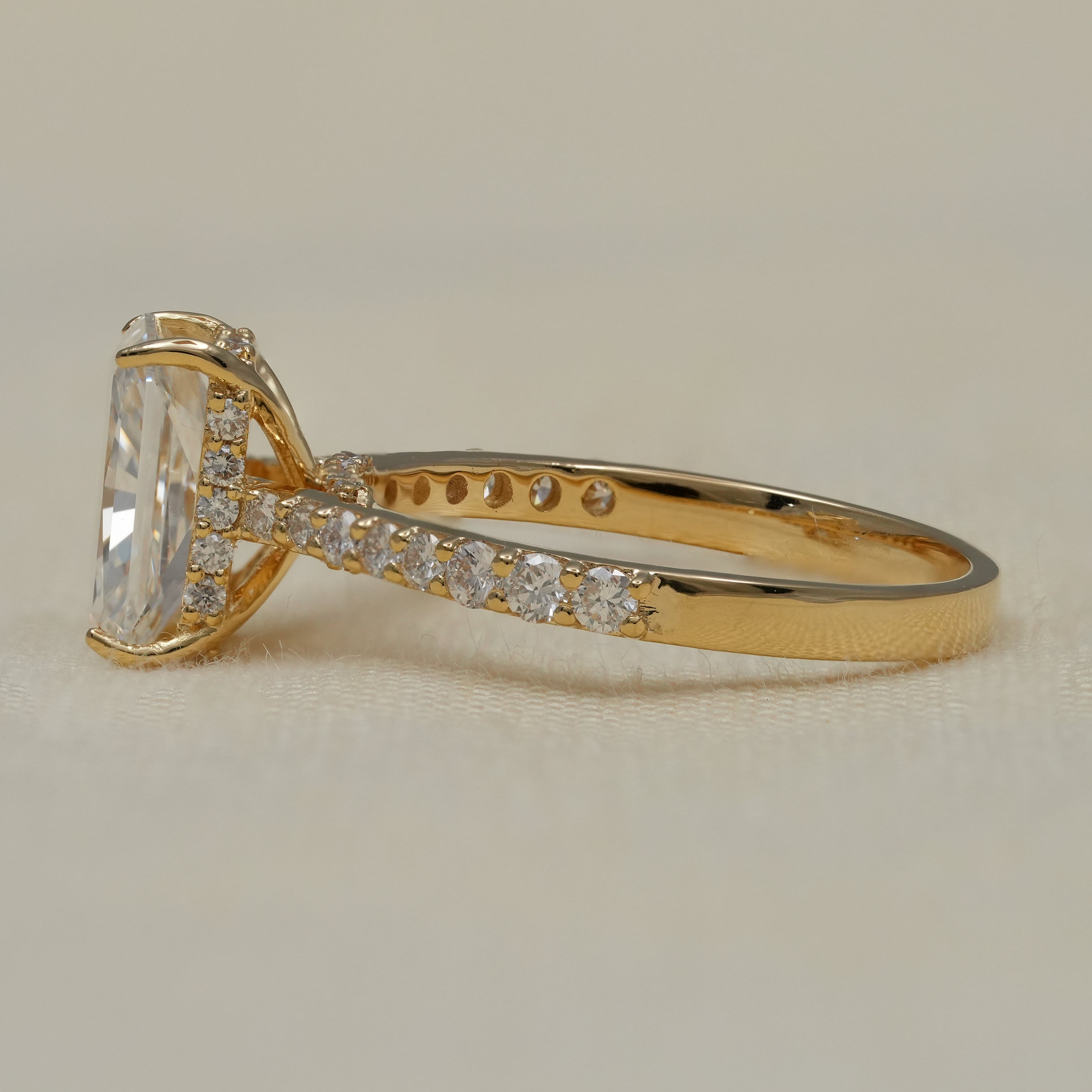 Radiant Cut Lab Diamond Hidden Halo Engagement Ring