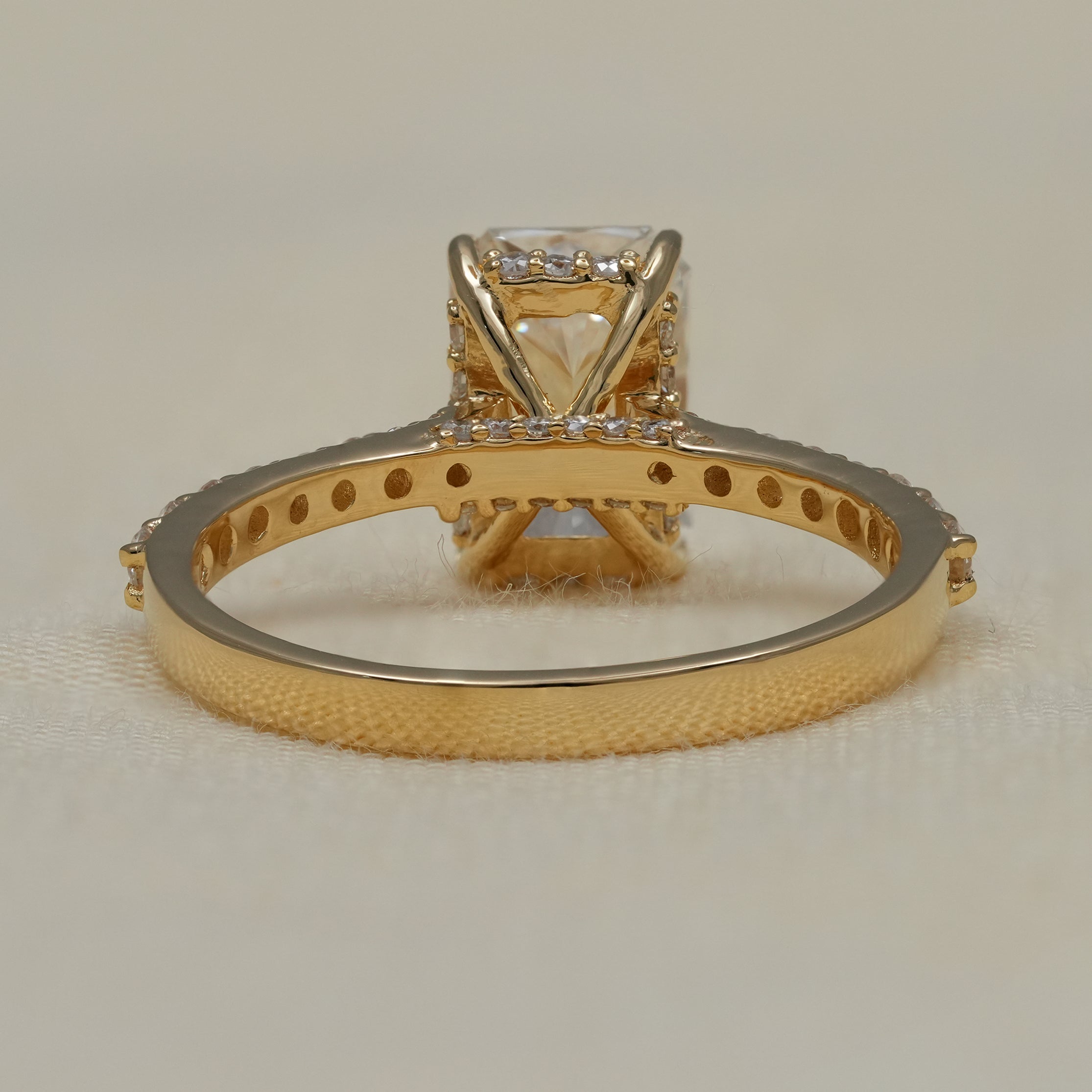 Radiant Cut Lab Diamond Hidden Halo Engagement Ring