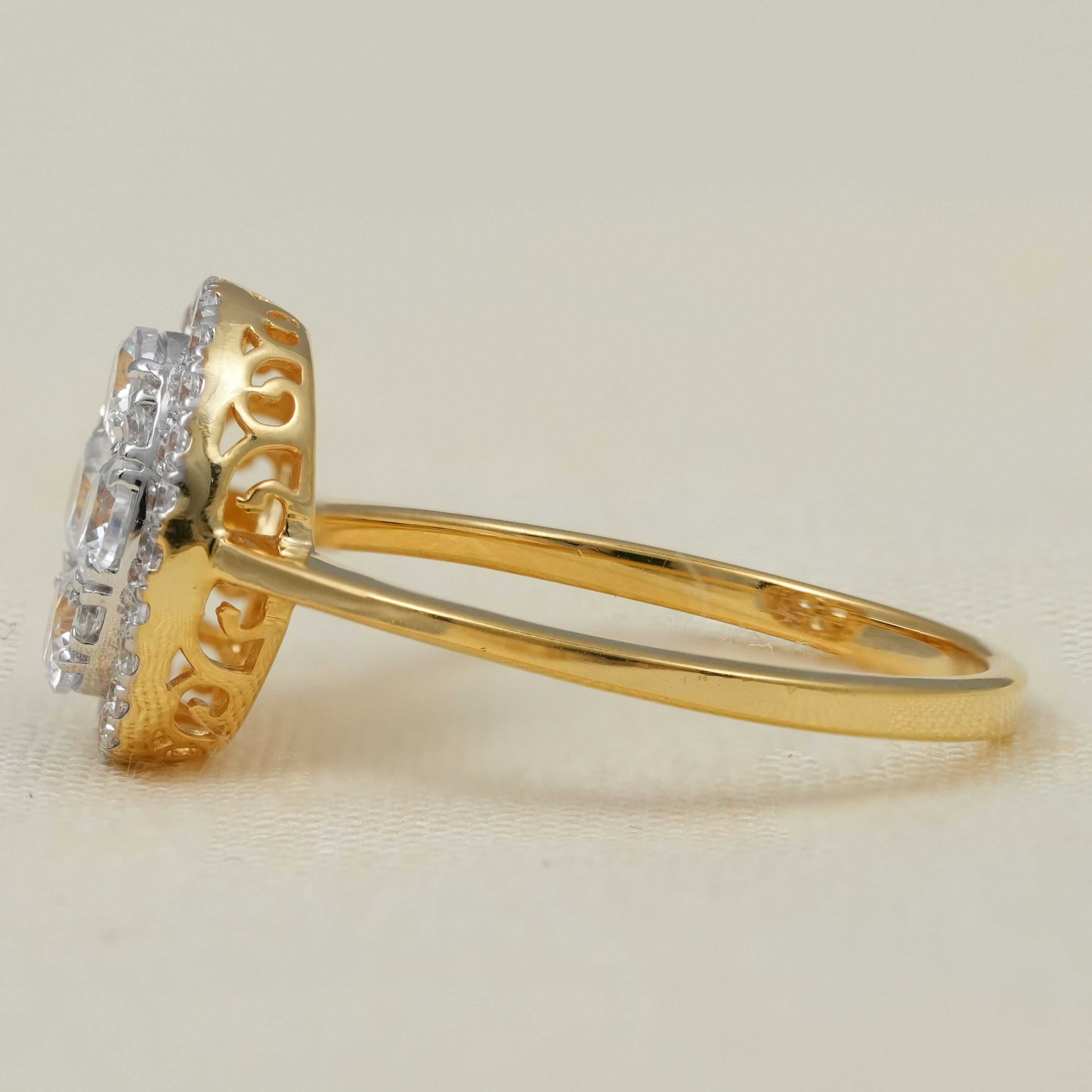 Elegant oval cluster bridal ring with lab grown diamonds in gold
