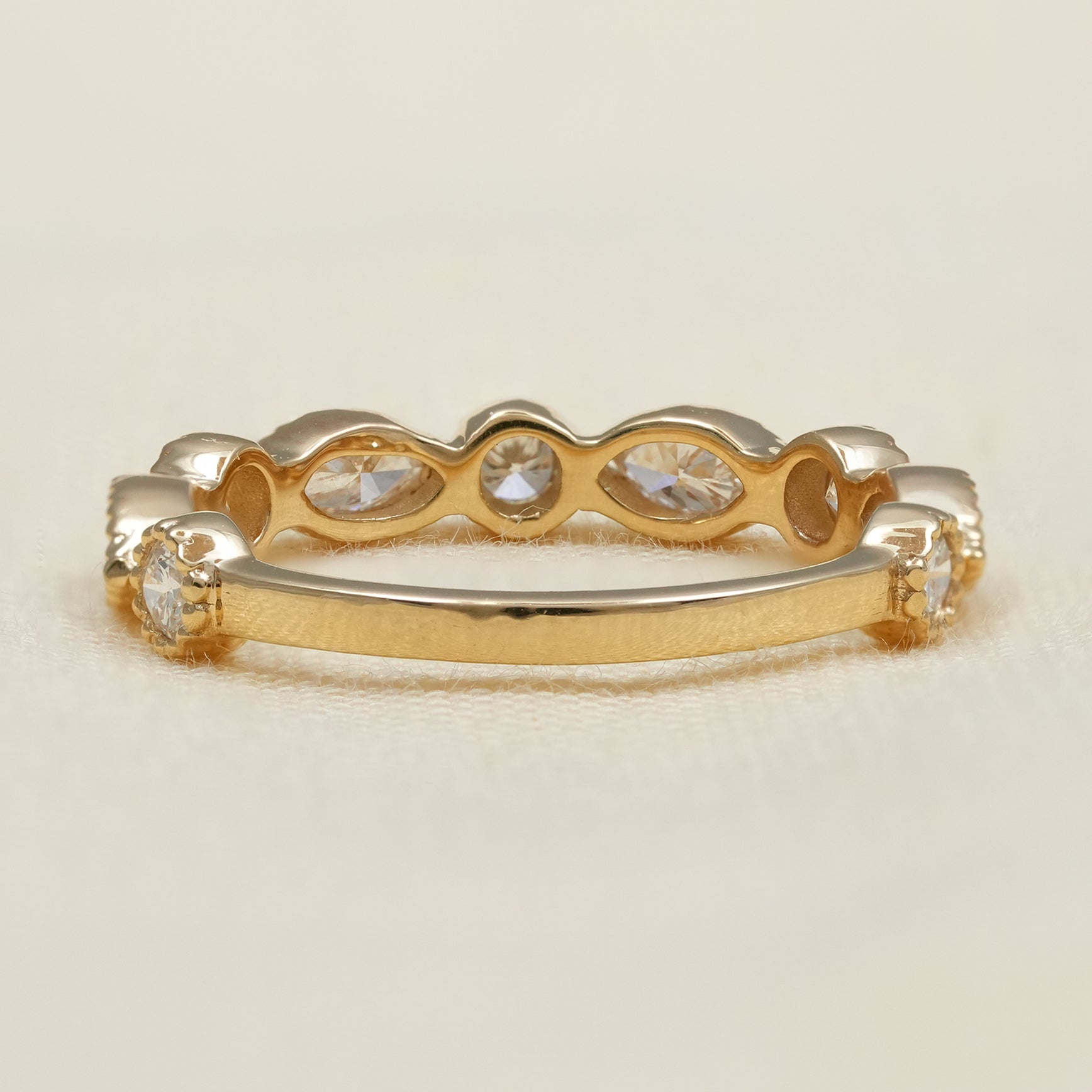 Milgrain Bezel Set Marquise and Round Eternity Wedding Band