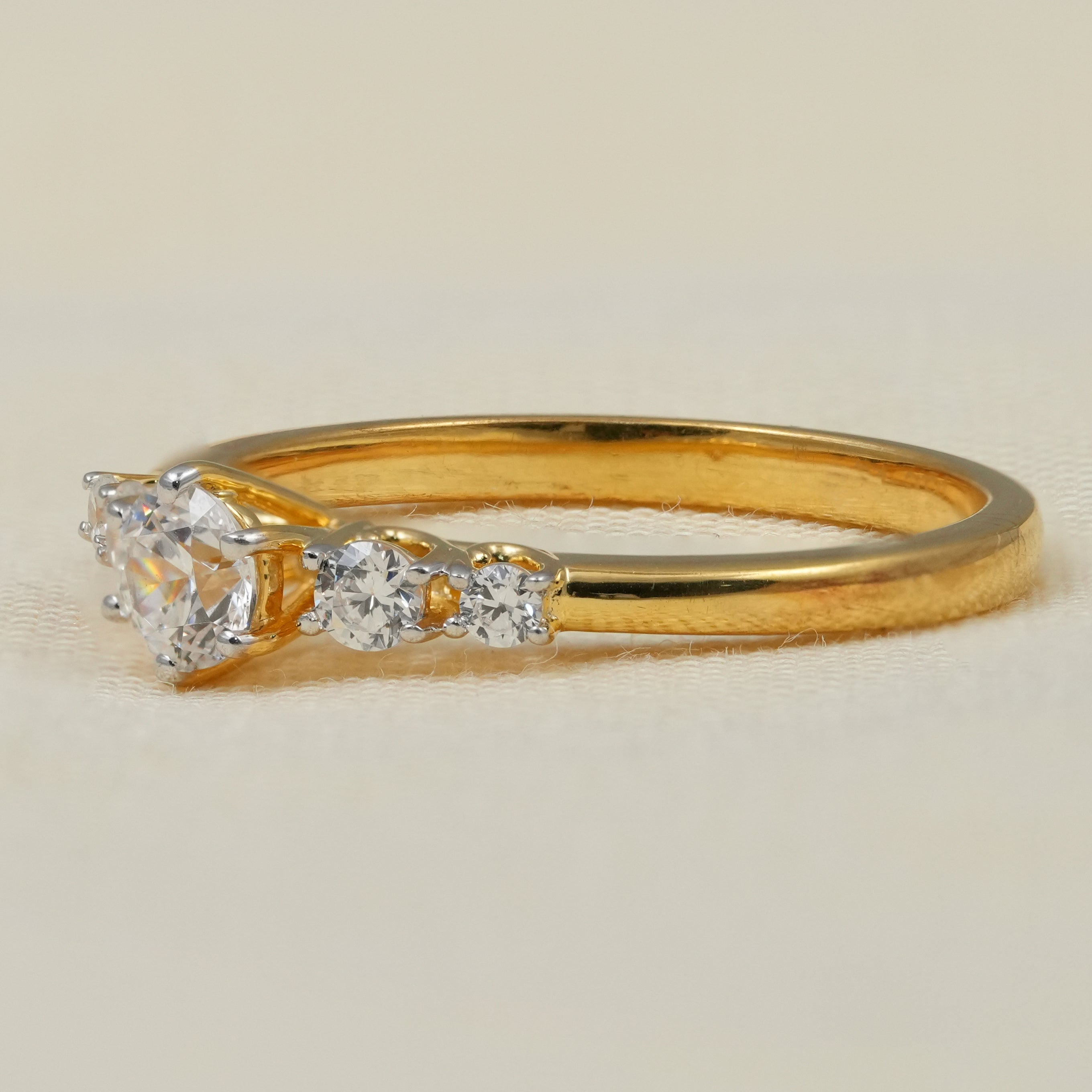 Elegant Round Lab Diamond Engagement Ring Minimal Gold Band