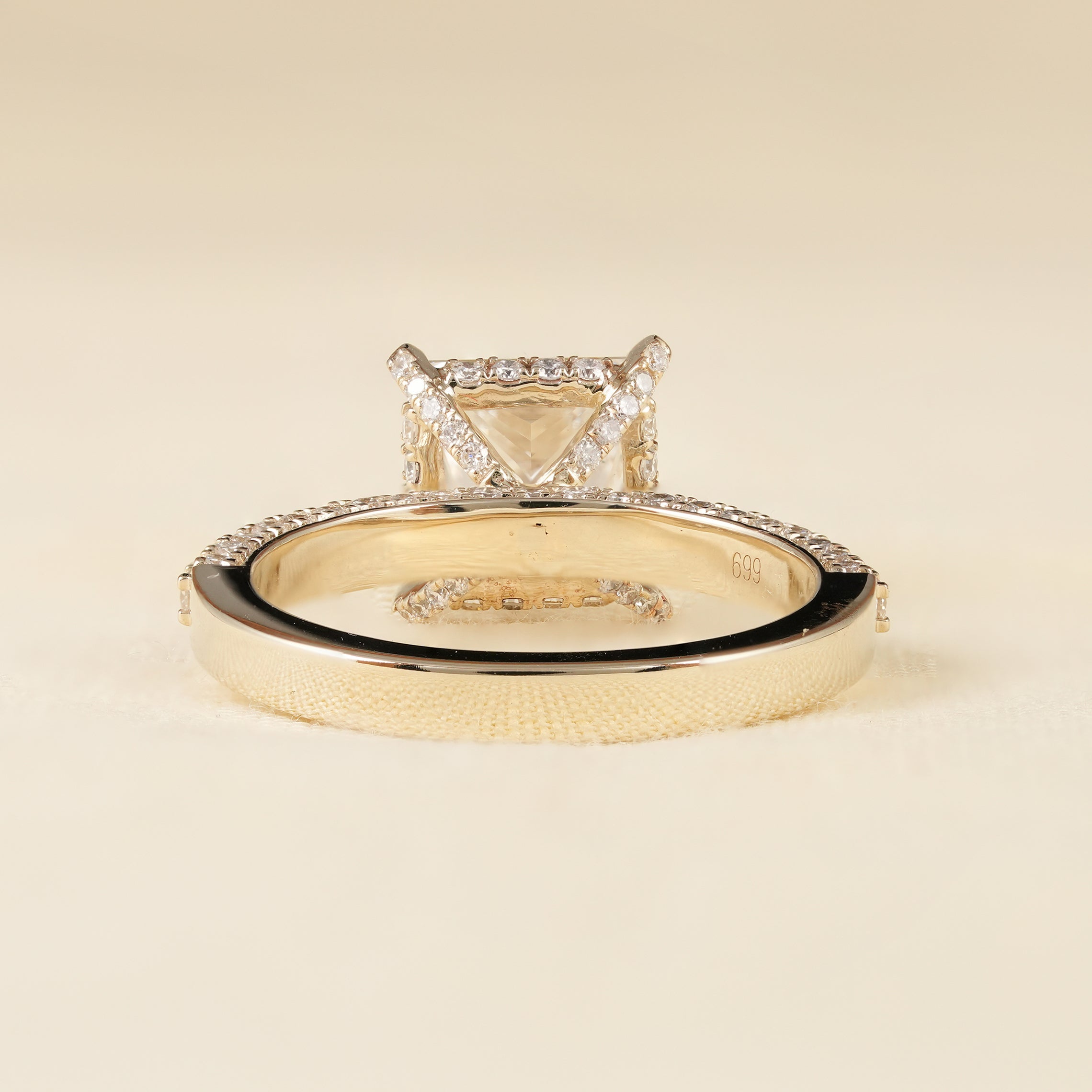 Elegant Hidden Halo Princess Cut Diamond Ring for Brides