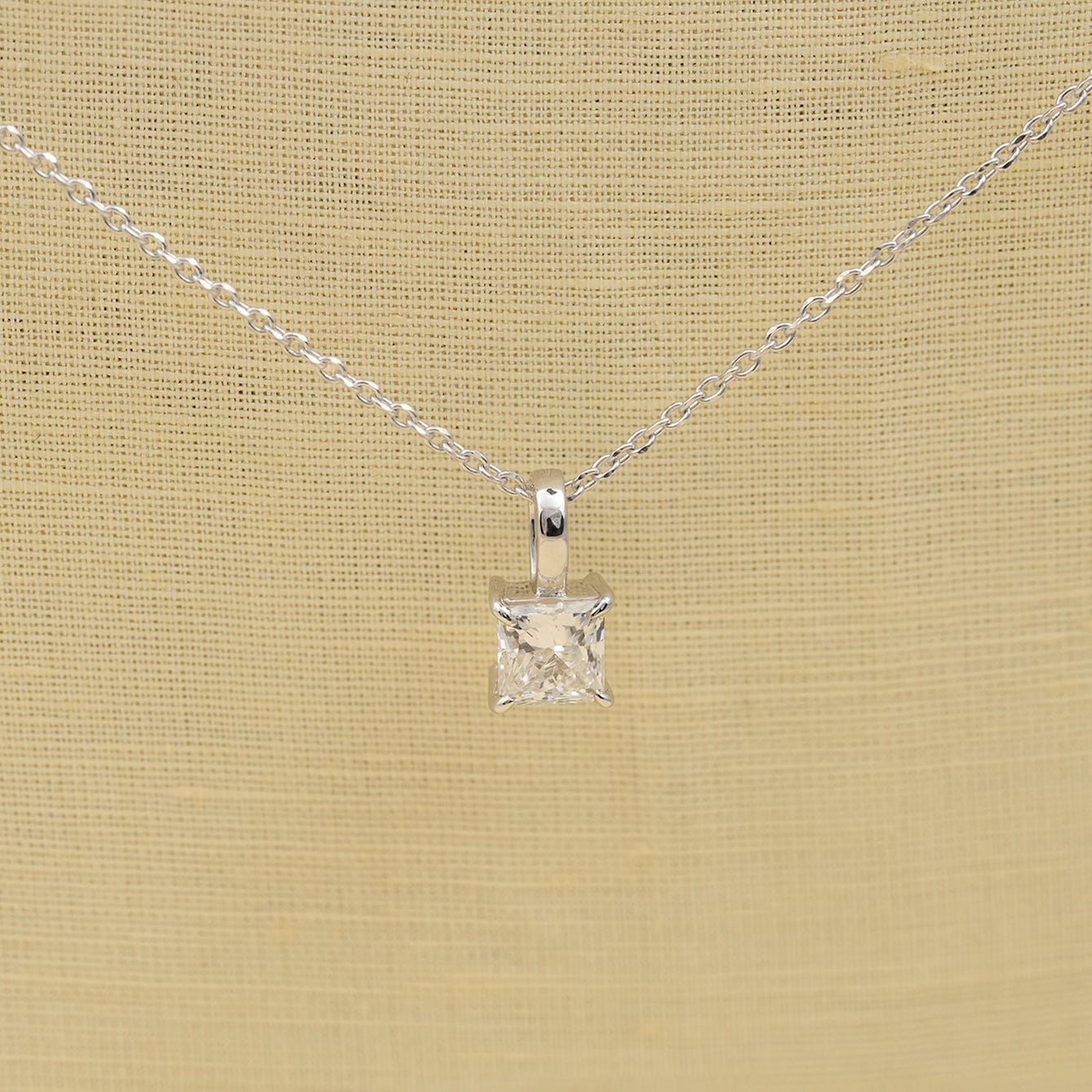 Princess Cut Lab Diamond Solitaire Pendant Necklace