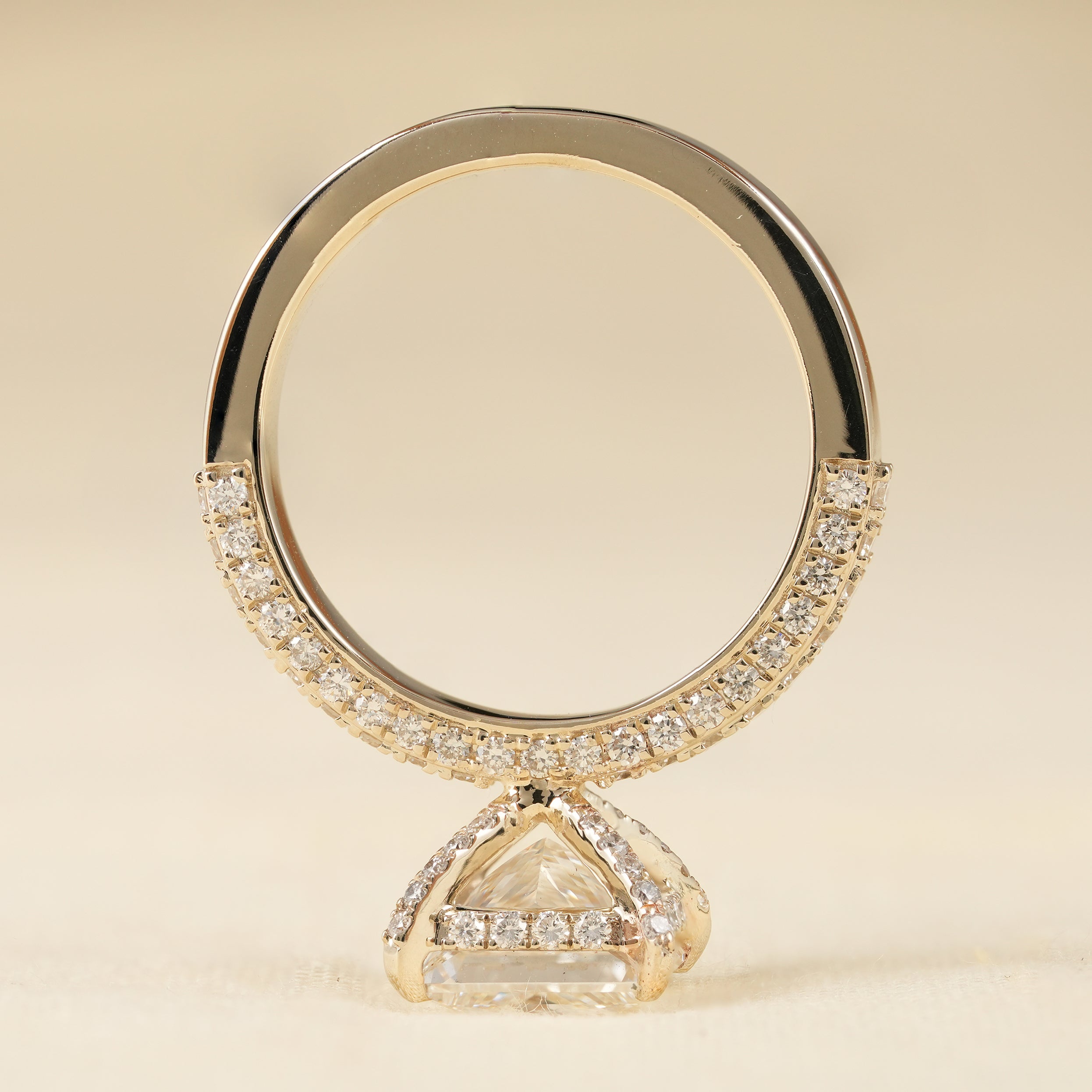Yellow Gold Princess Diamond Engagement Ring with Pavé Accents