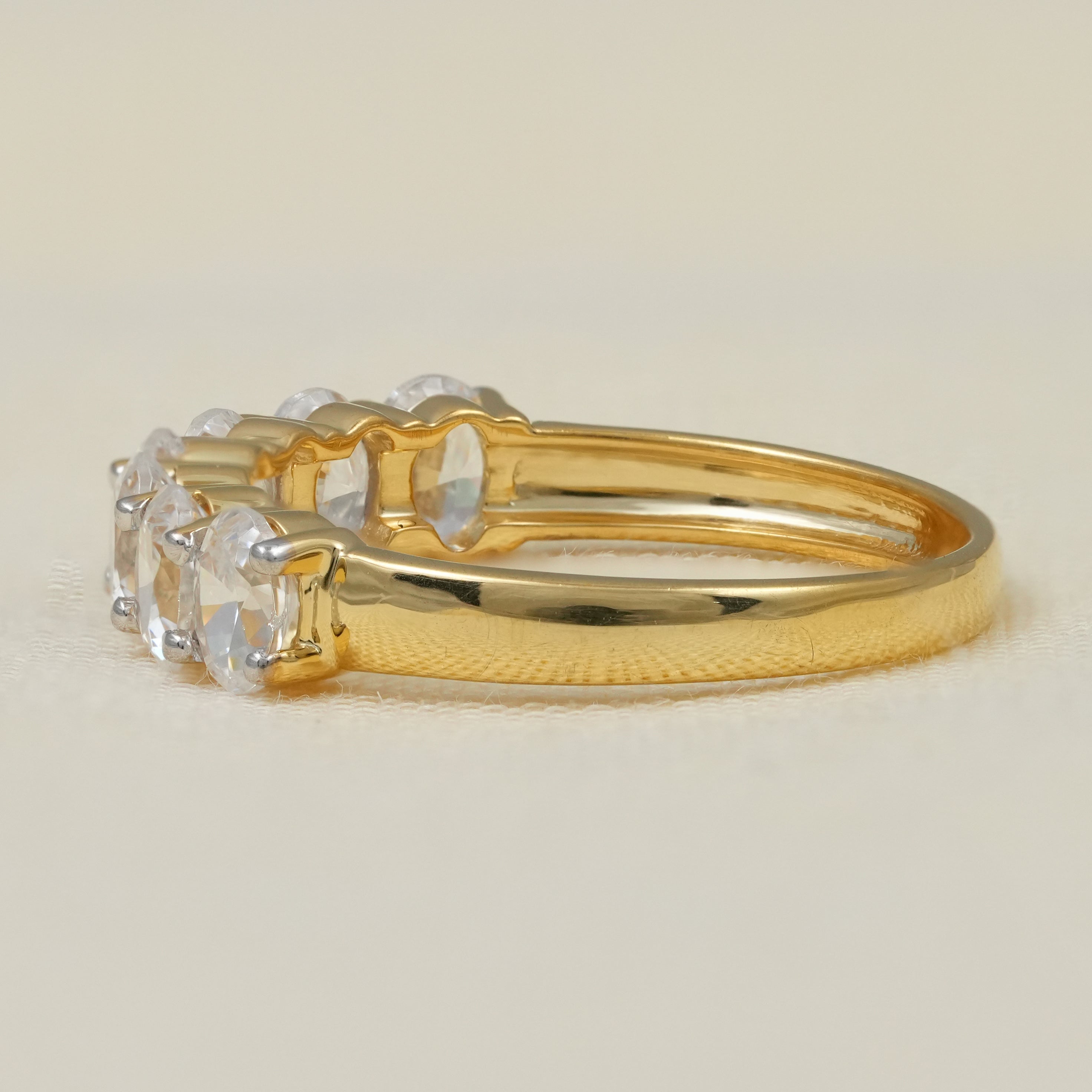 Luxury oval lab grown diamond half eternity band timeless gold design