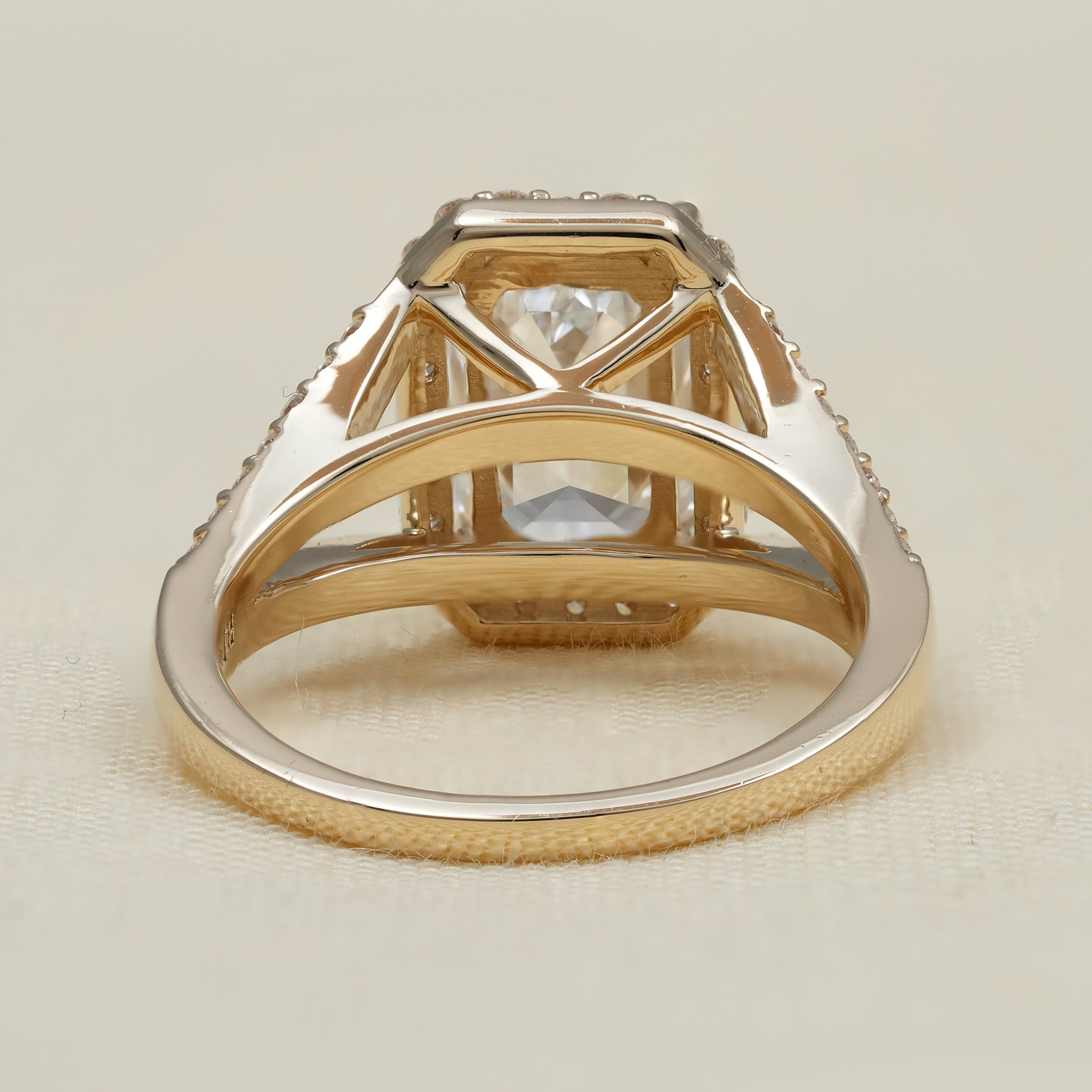 Emerald Cut Diamond Solitaire Halo Engagement Ring