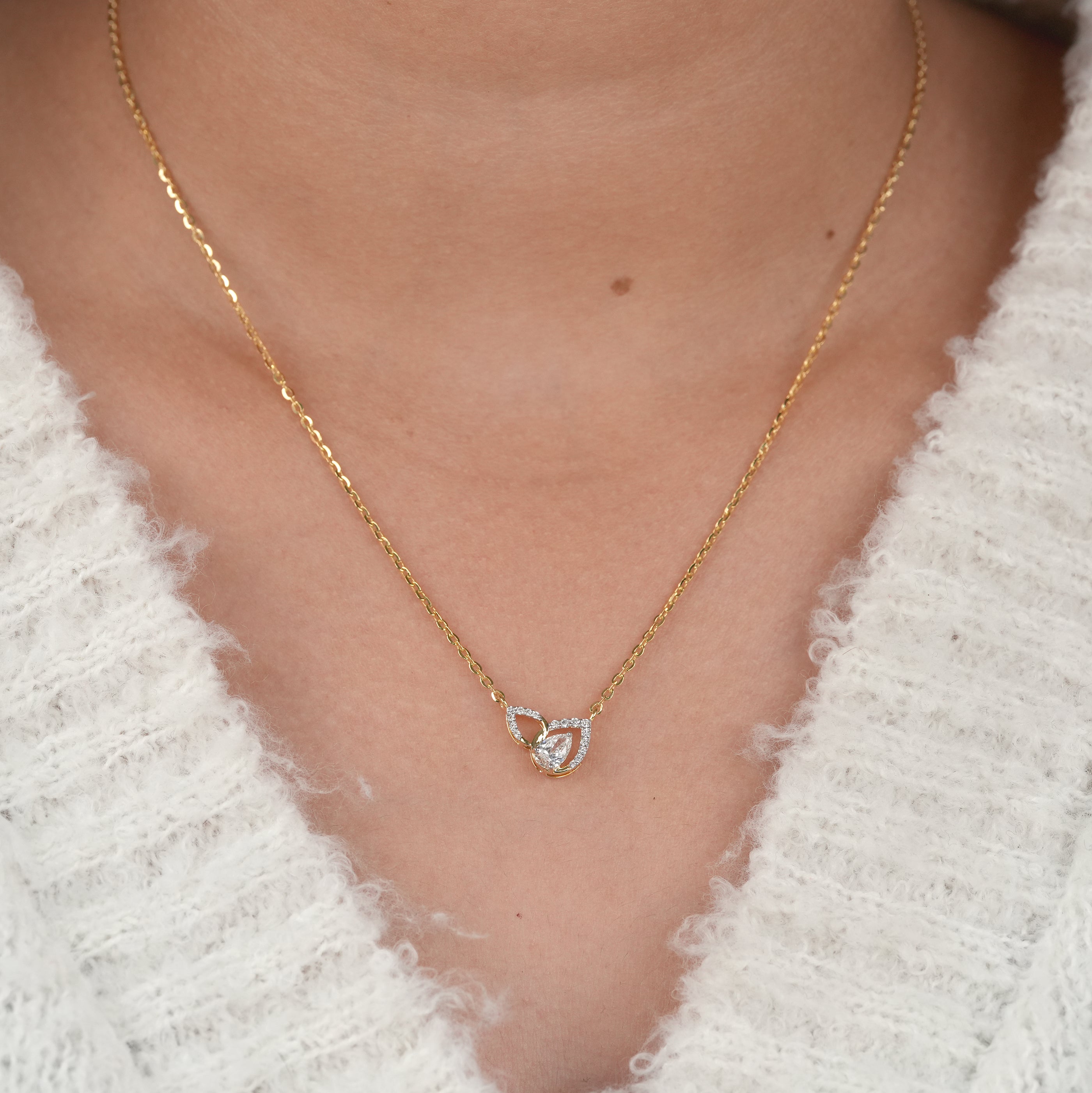 Pear Shape Lab Diamond Double Drop Pendant Necklace