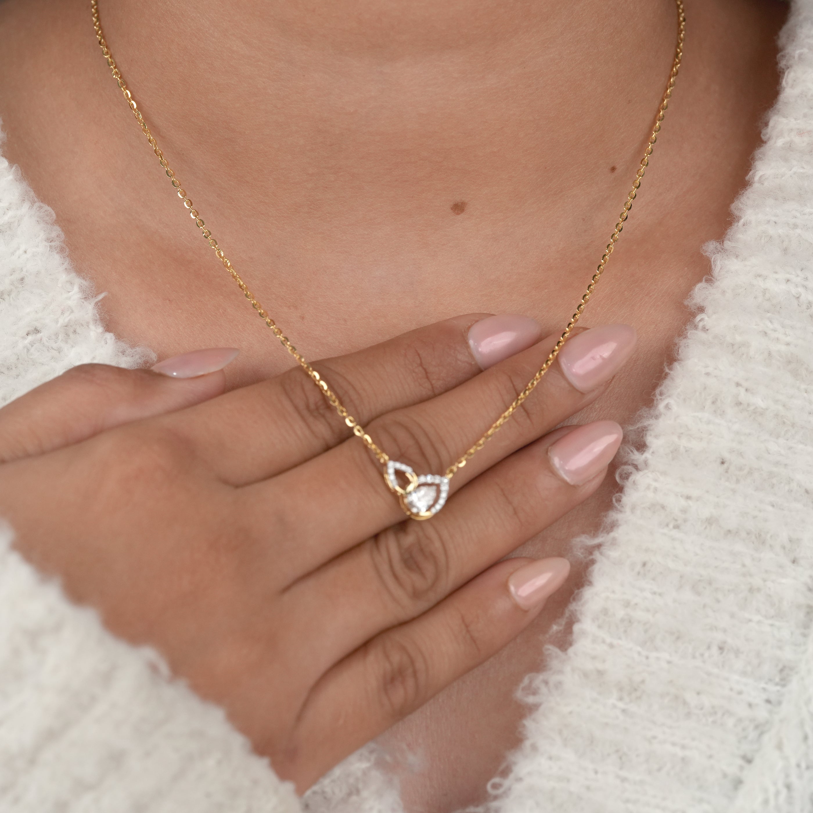 Pear Shape Lab Diamond Double Drop Pendant Necklace
