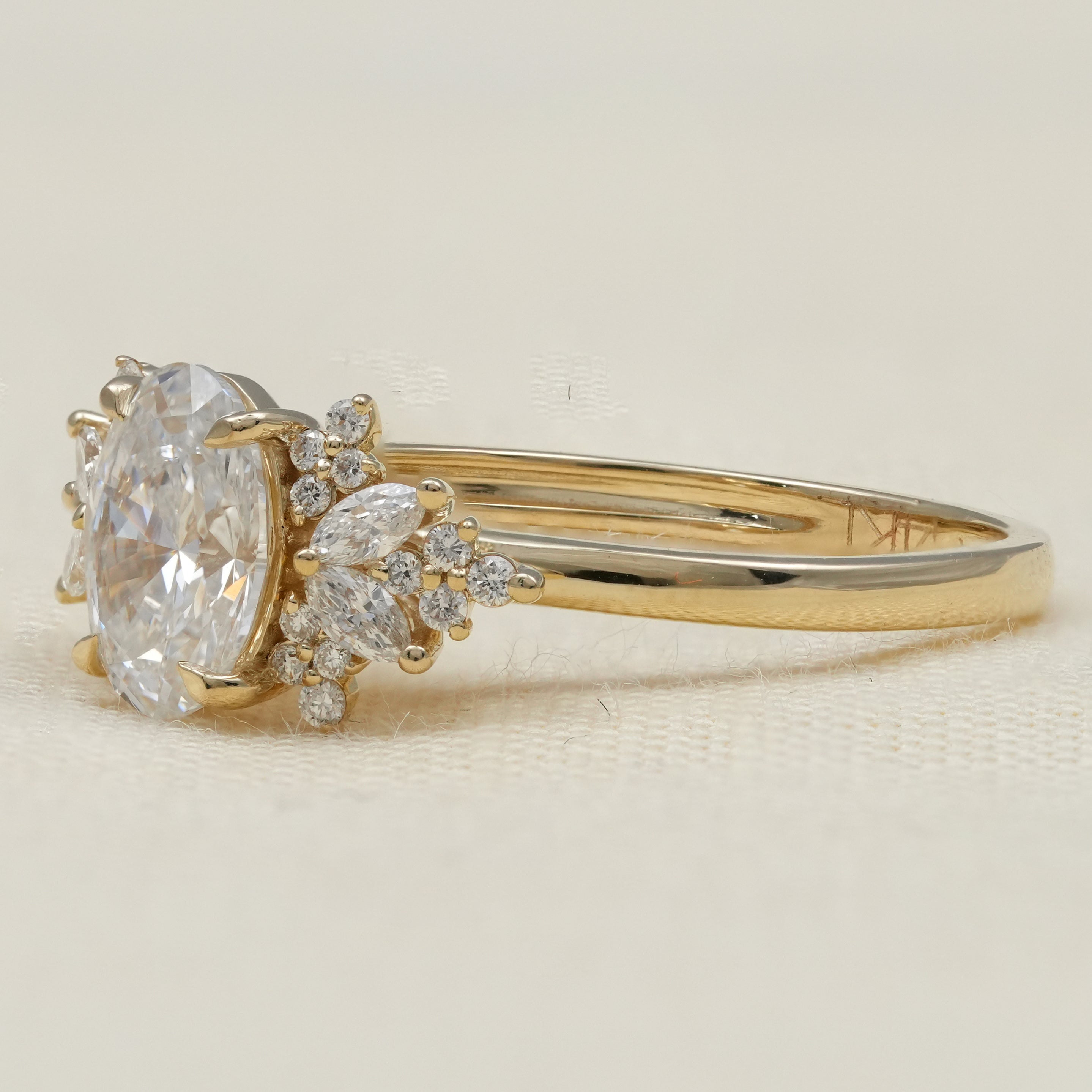 Luxury oval lab grown diamond ring with nature inspired design