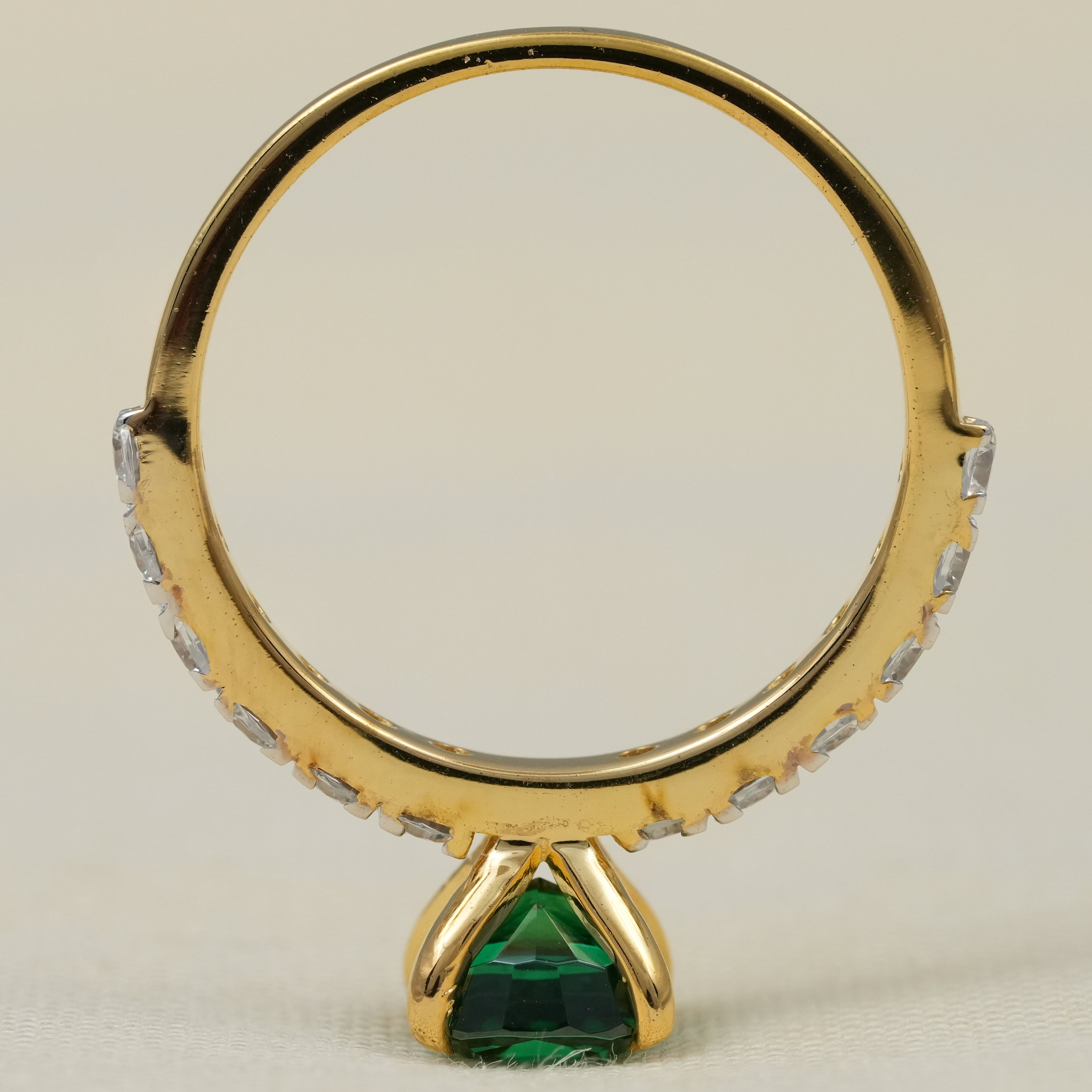 Cushion Cut Emerald Stone Diamond Engagement Ring