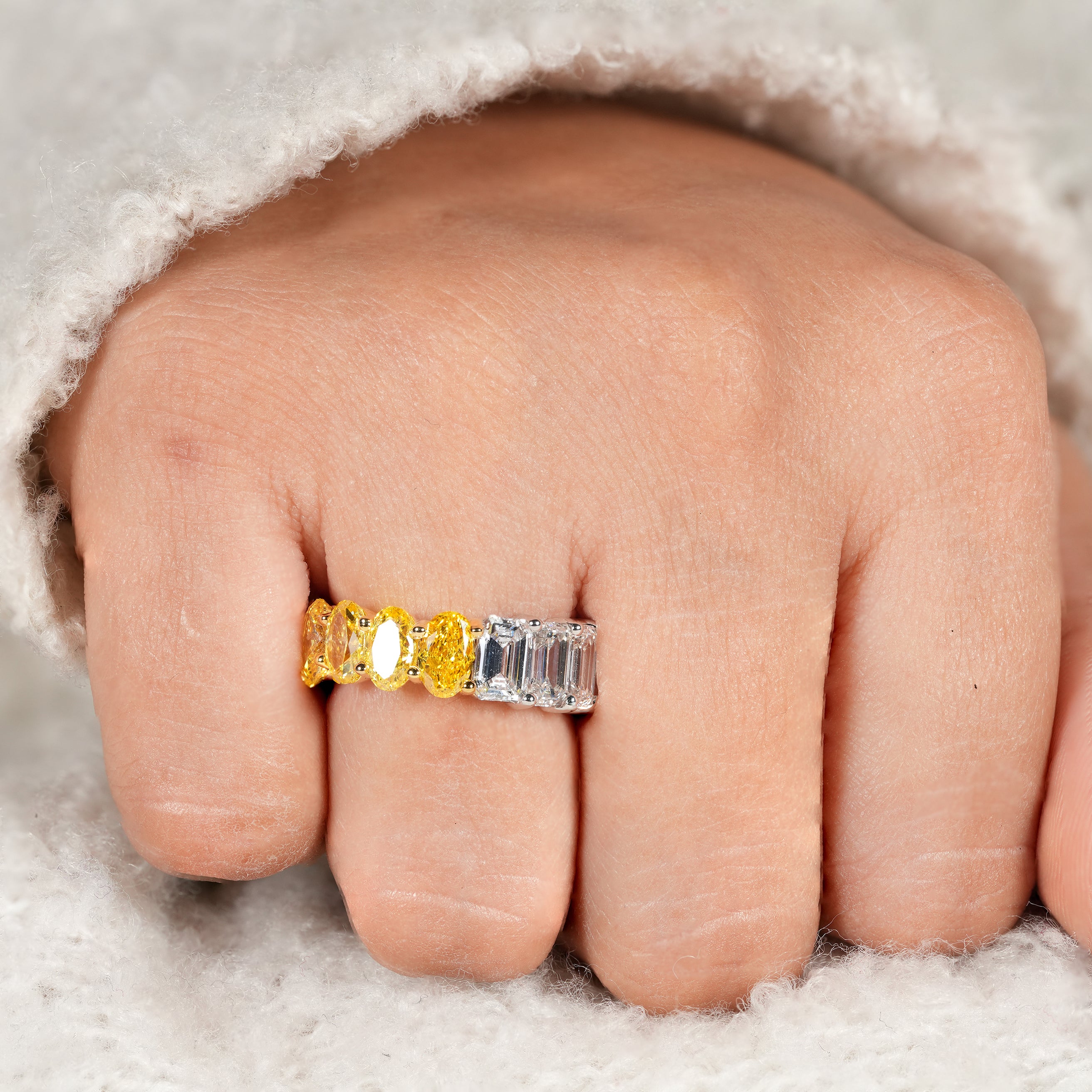 Modern Two Tone Lab Diamond Eternity Band for Women
