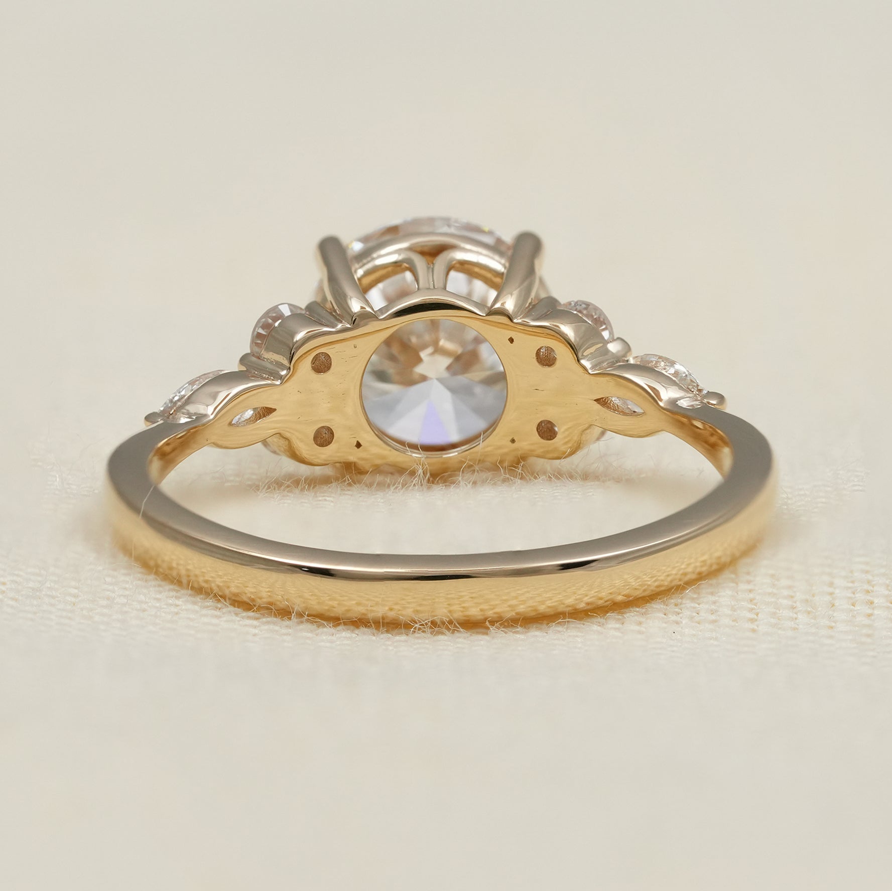 Round Cut Lab Diamond Cluster Engagement Ring