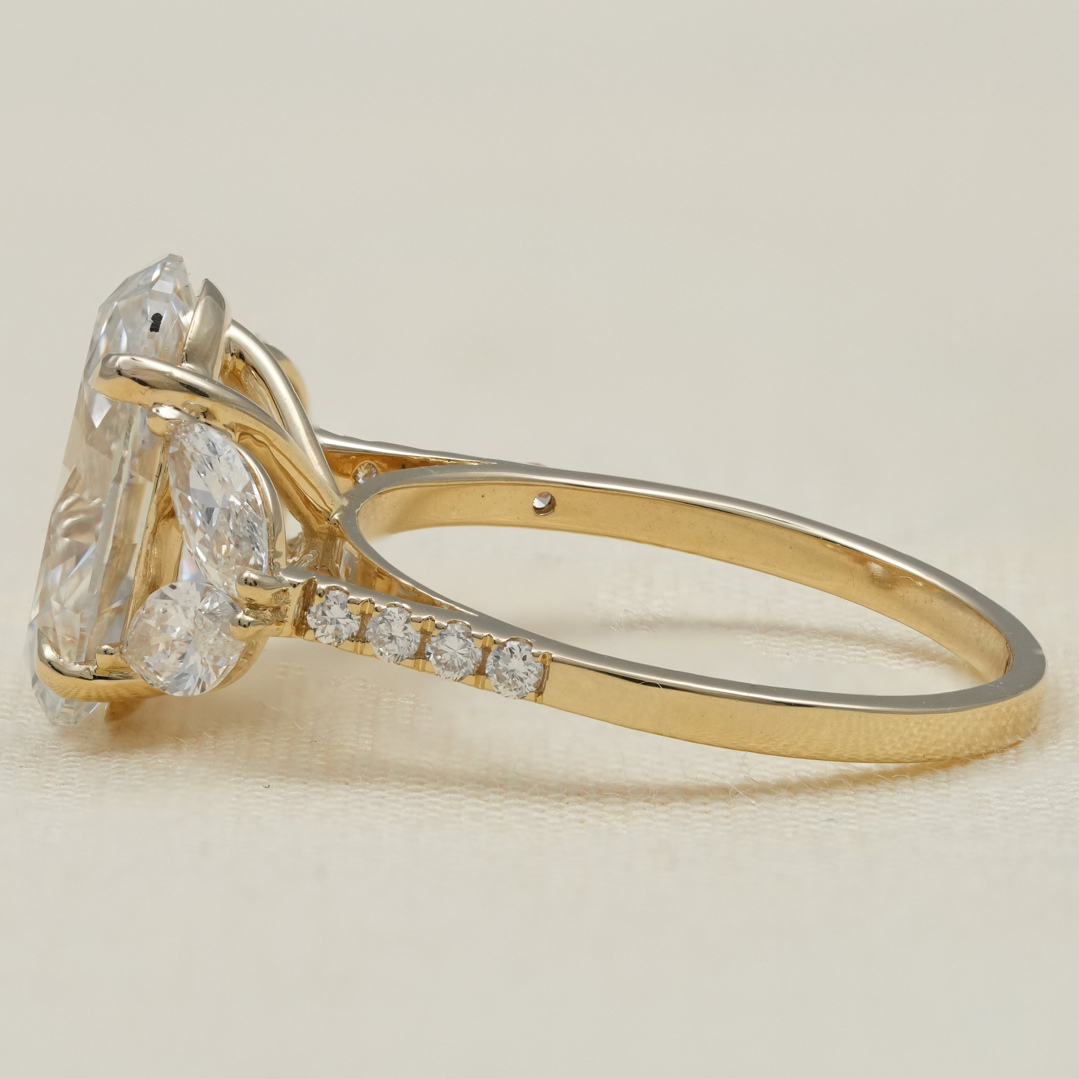Fine jewelry oval lab grown diamond ring with marquise details