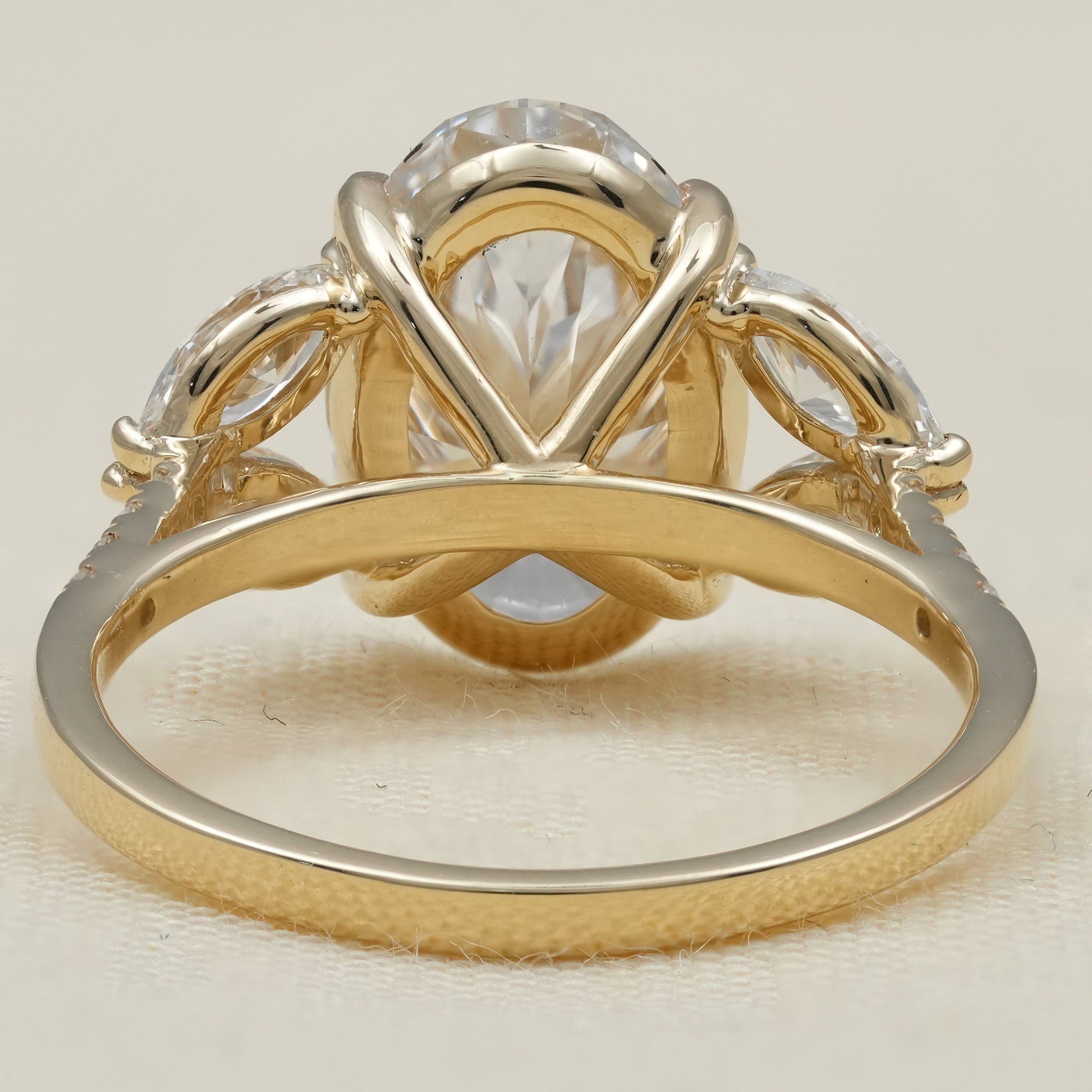Oval Cut Lab Diamond Engagement Ring with Marquise Side Stones