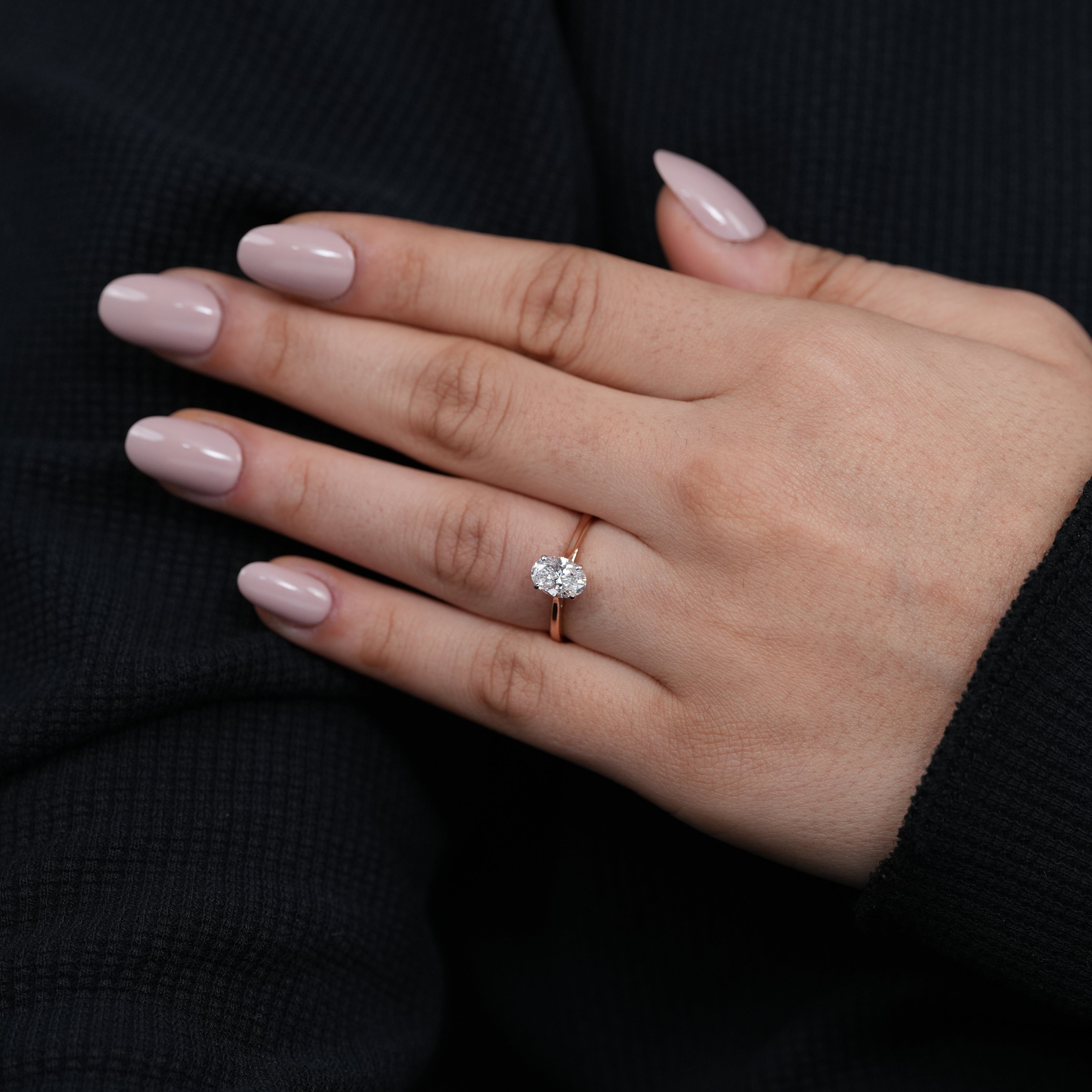 Timeless solitaire ring with oval lab grown diamond for special moments