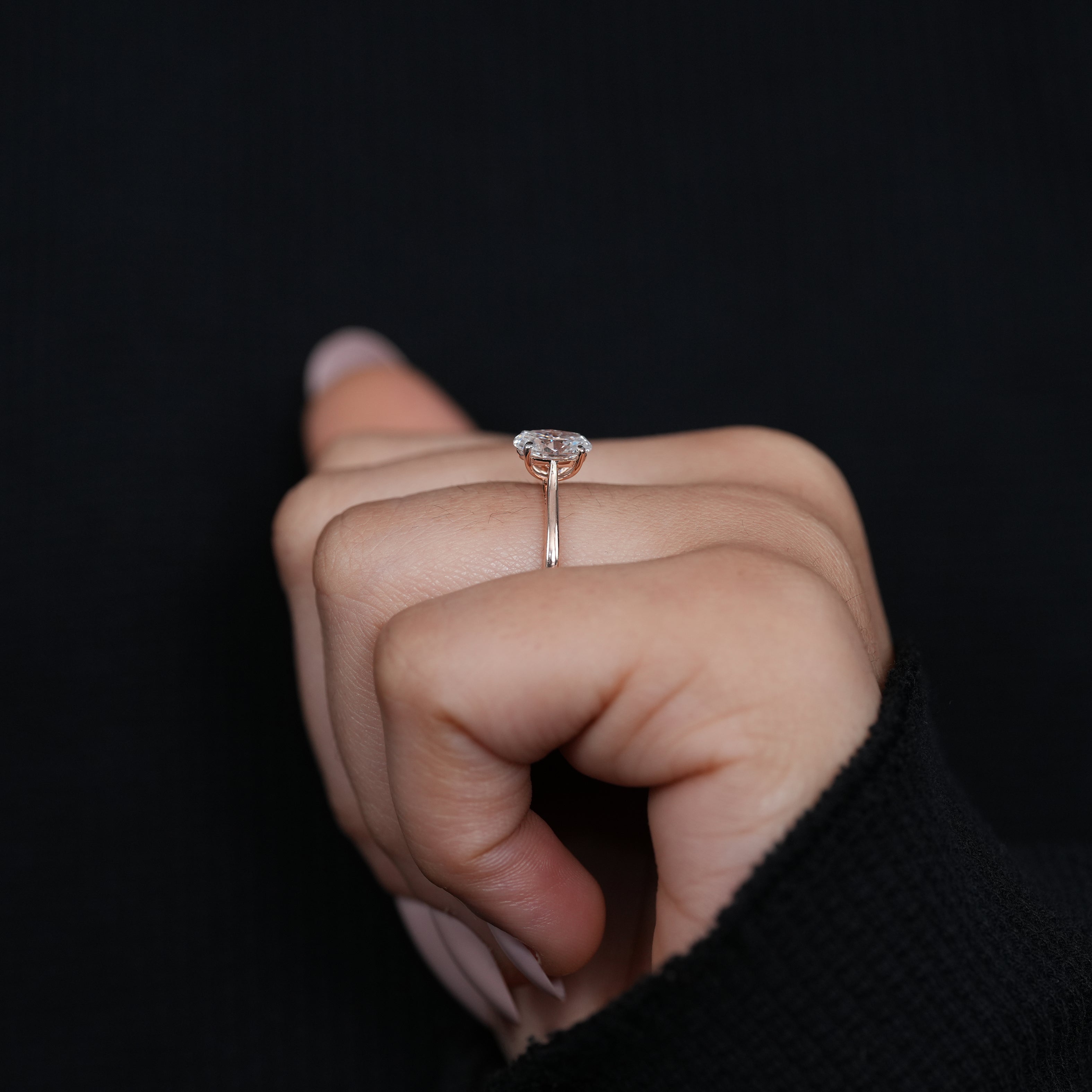 Oval Cut Lab Diamond Solitaire Ring