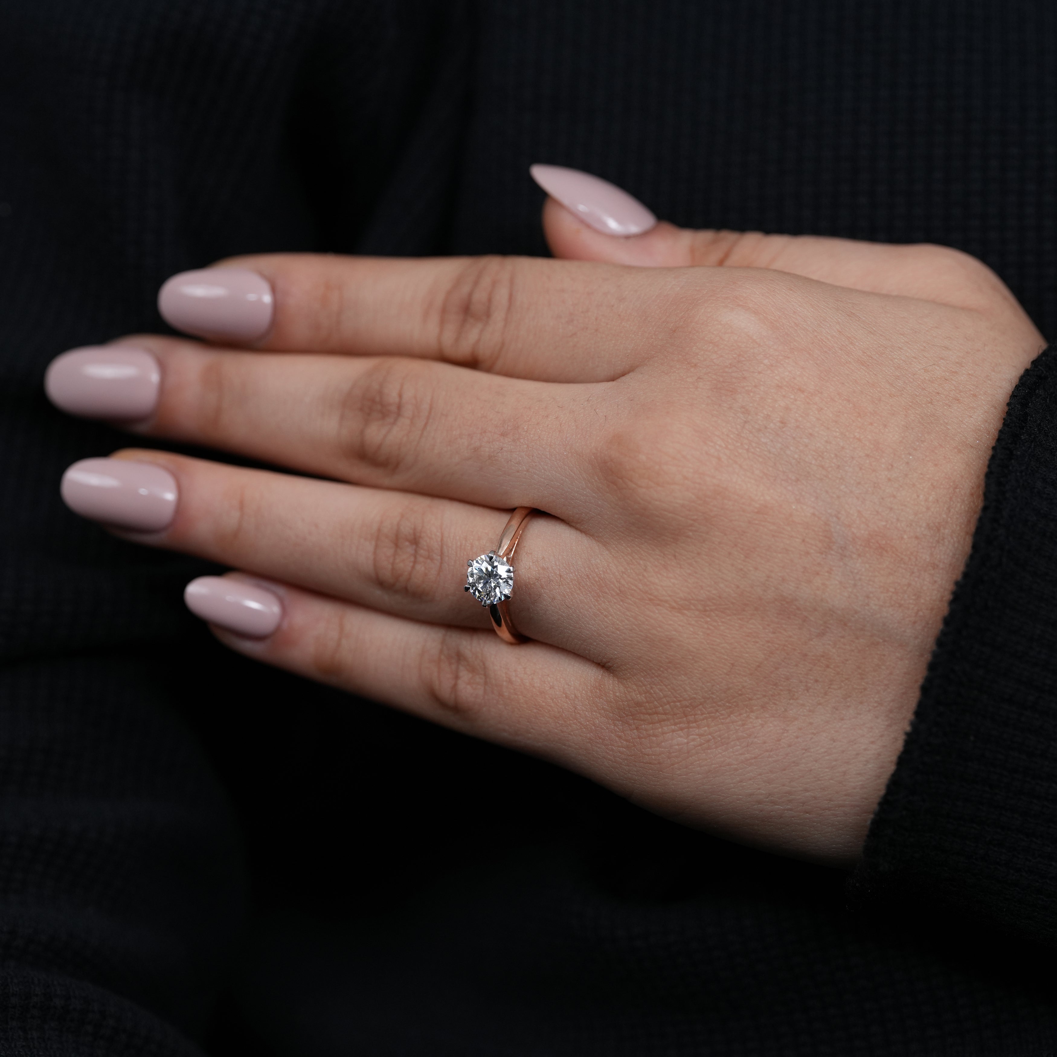Timeless round cut solitaire ring highlighting brilliant lab grown diamond