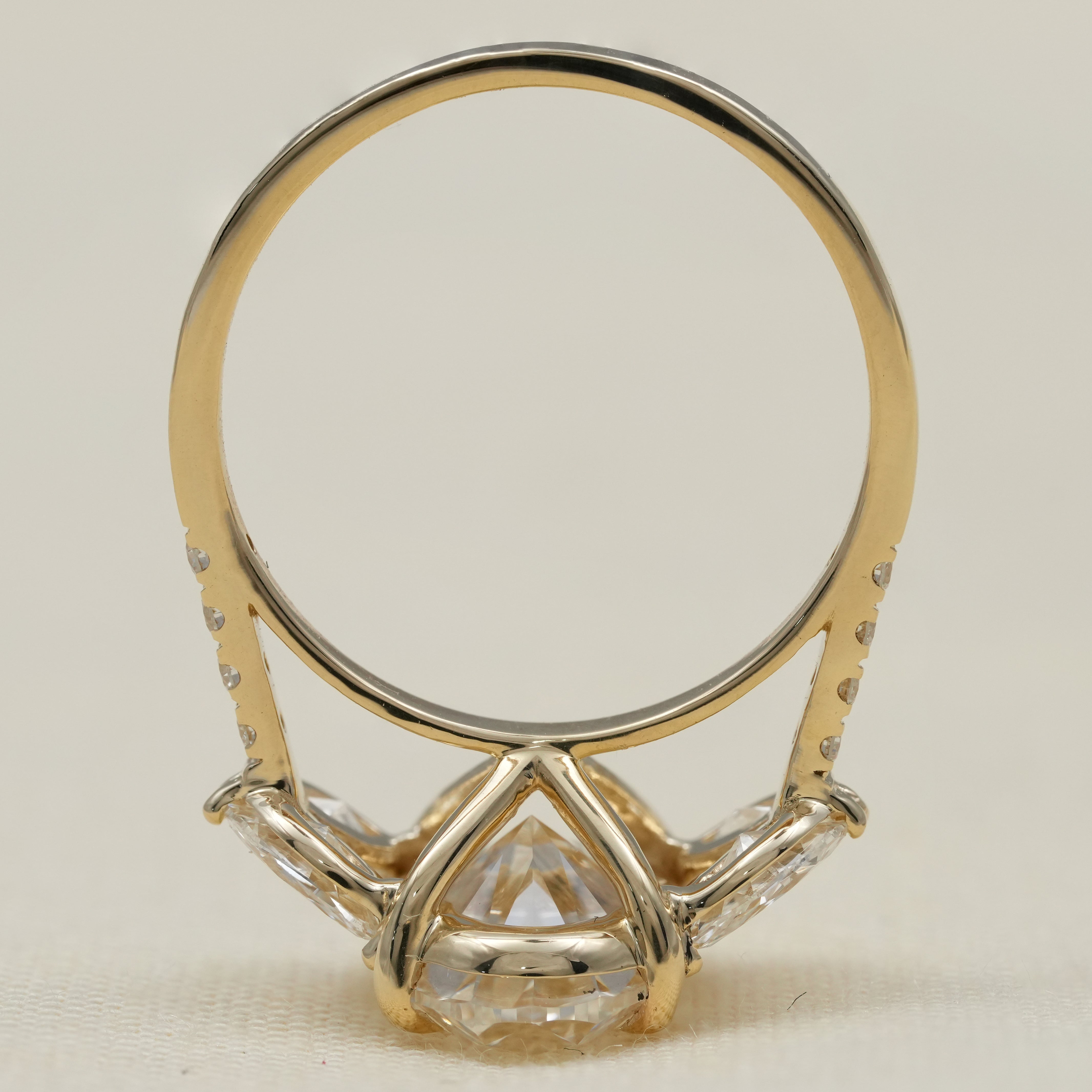 Oval Cut Lab Diamond Engagement Ring with Marquise Side Stones