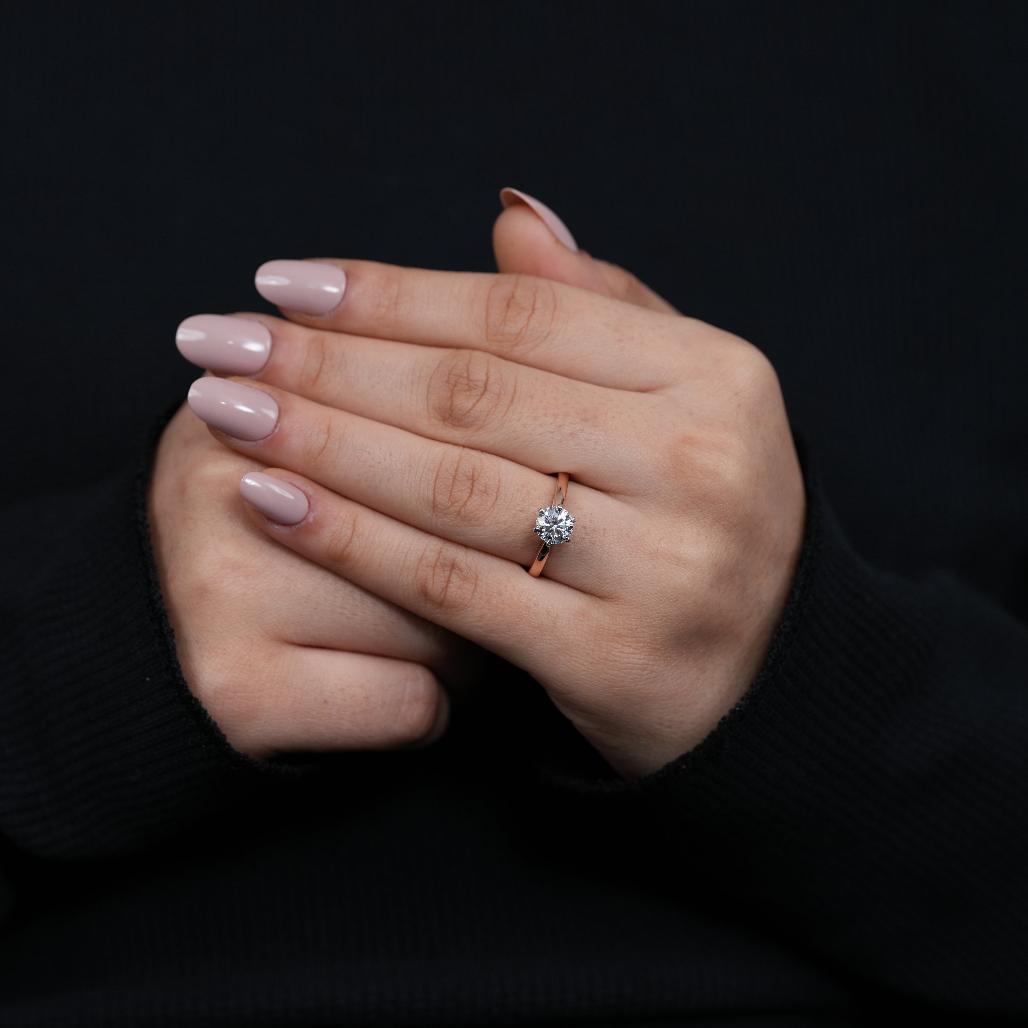 Delicate round cut solitaire ring showcasing lab grown diamond beauty