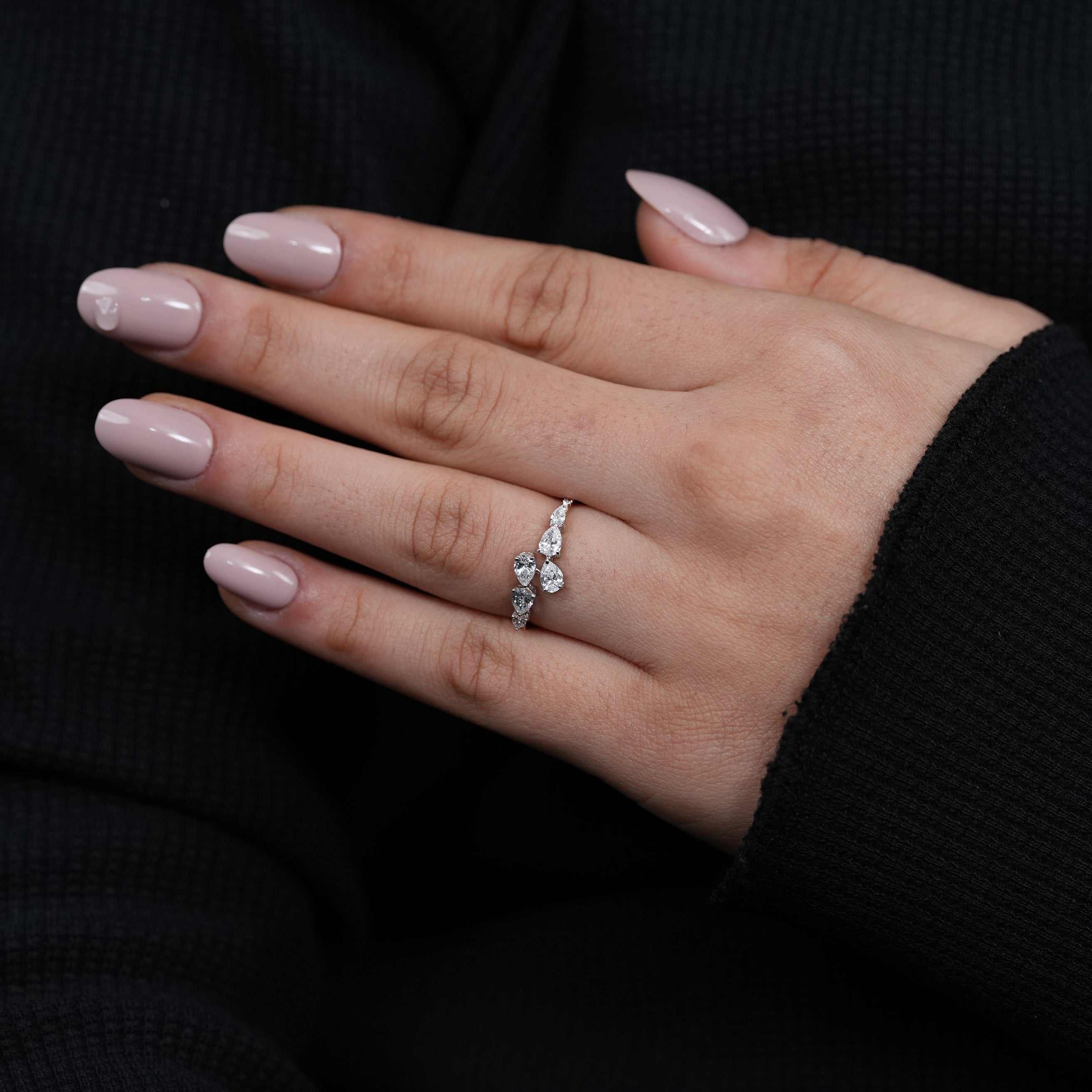 Pear Lab Grown Diamond Bypass Wedding Band