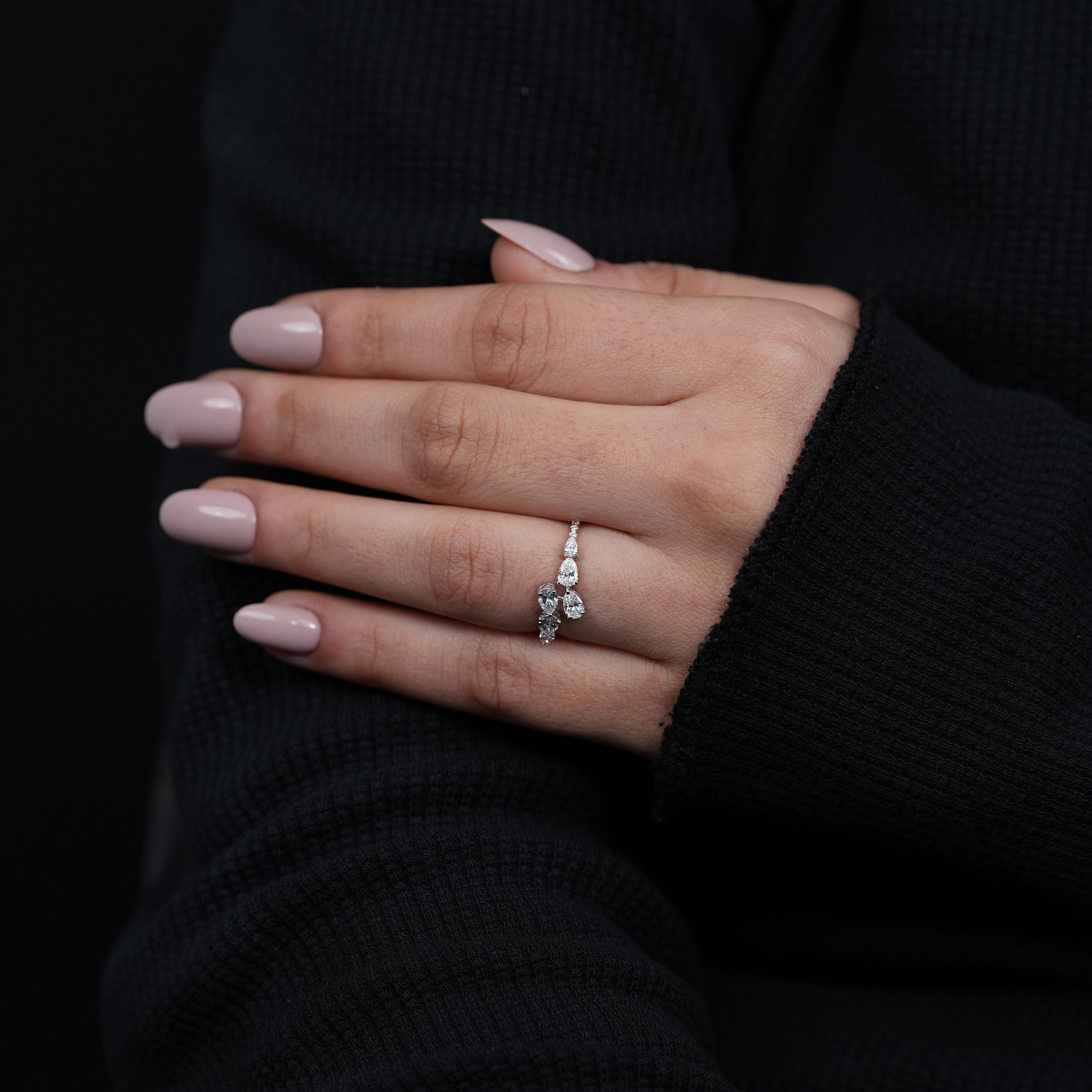 Pear Lab Grown Diamond Bypass Wedding Band