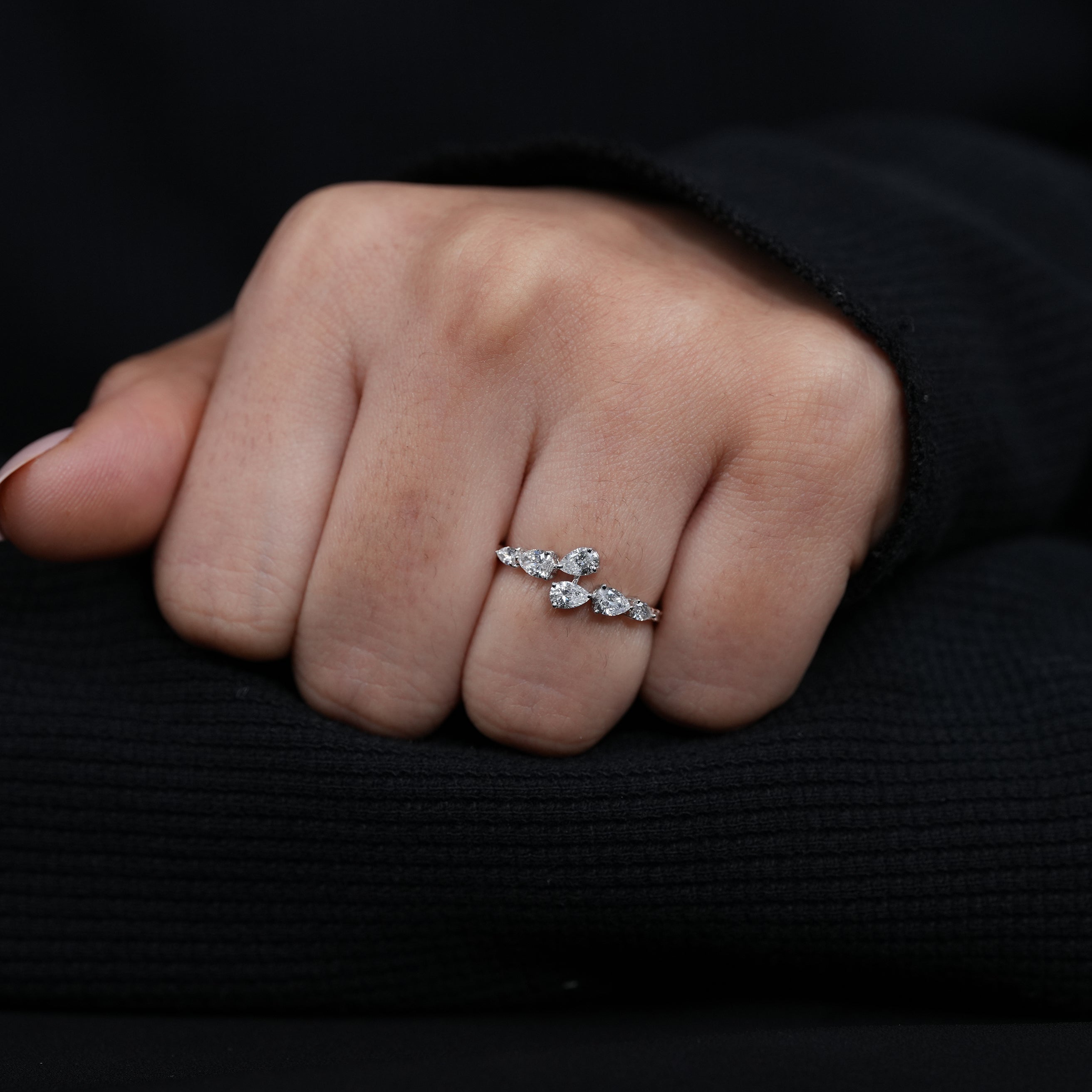 Pear Lab Grown Diamond Bypass Wedding Band